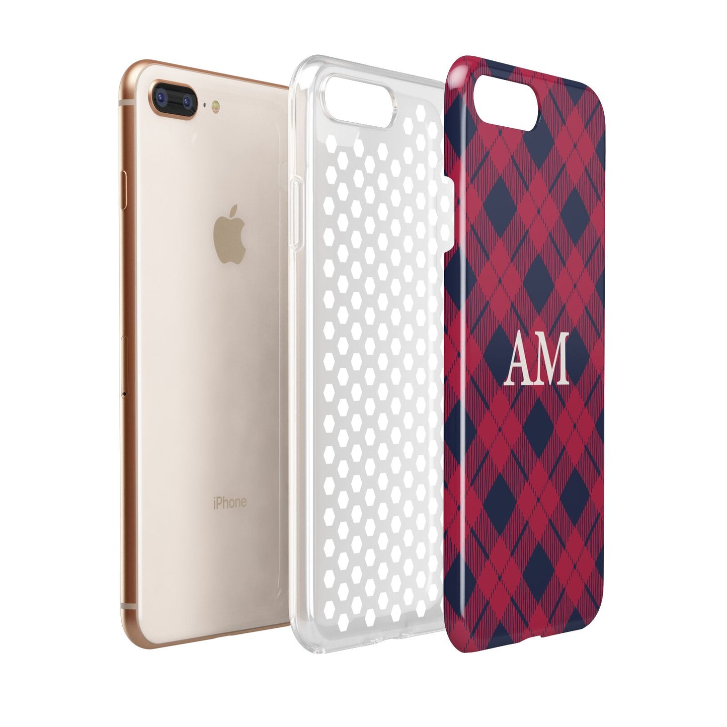 Personalised Tartan Apple iPhone 7 8 Plus 3D Tough Case Expanded View