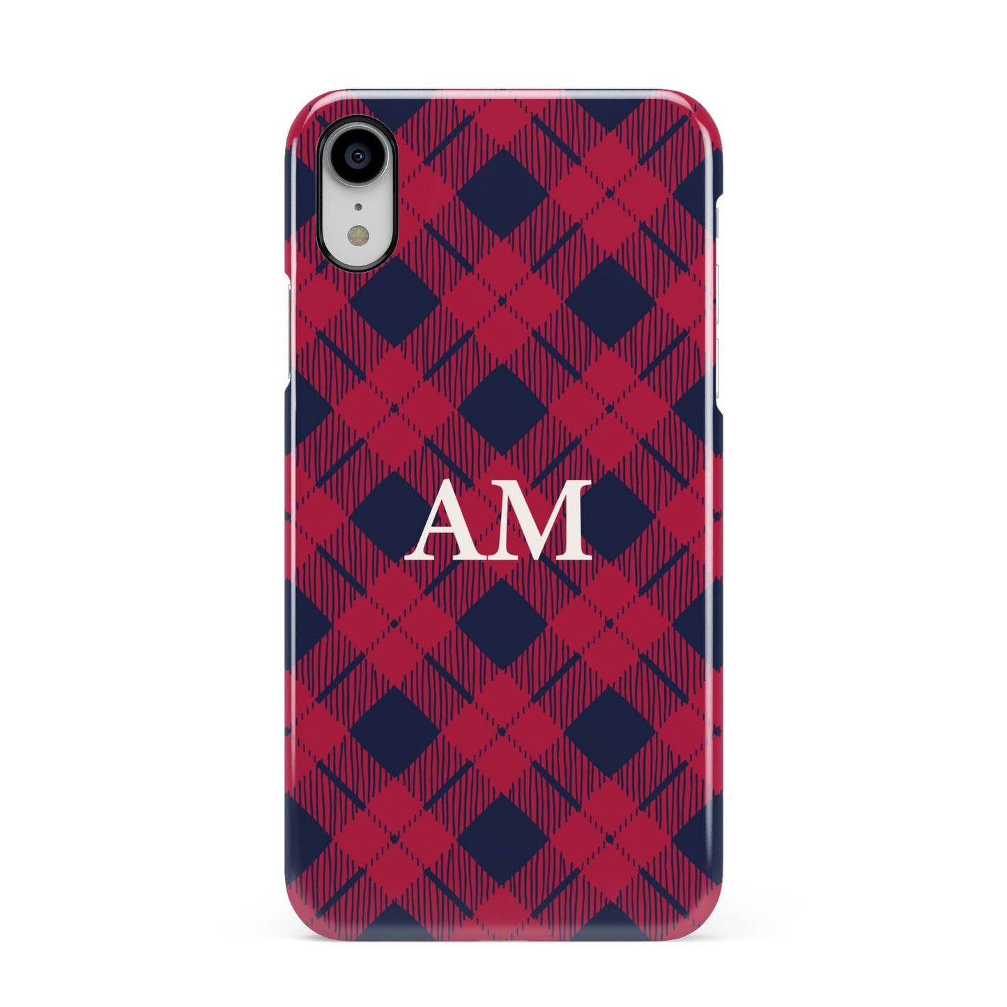 Personalised Tartan Apple iPhone XR White 3D Snap Case