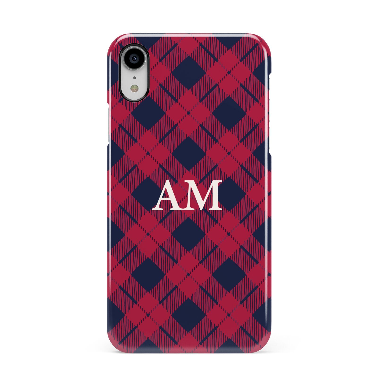 Personalised Tartan Apple iPhone XR White 3D Snap Case