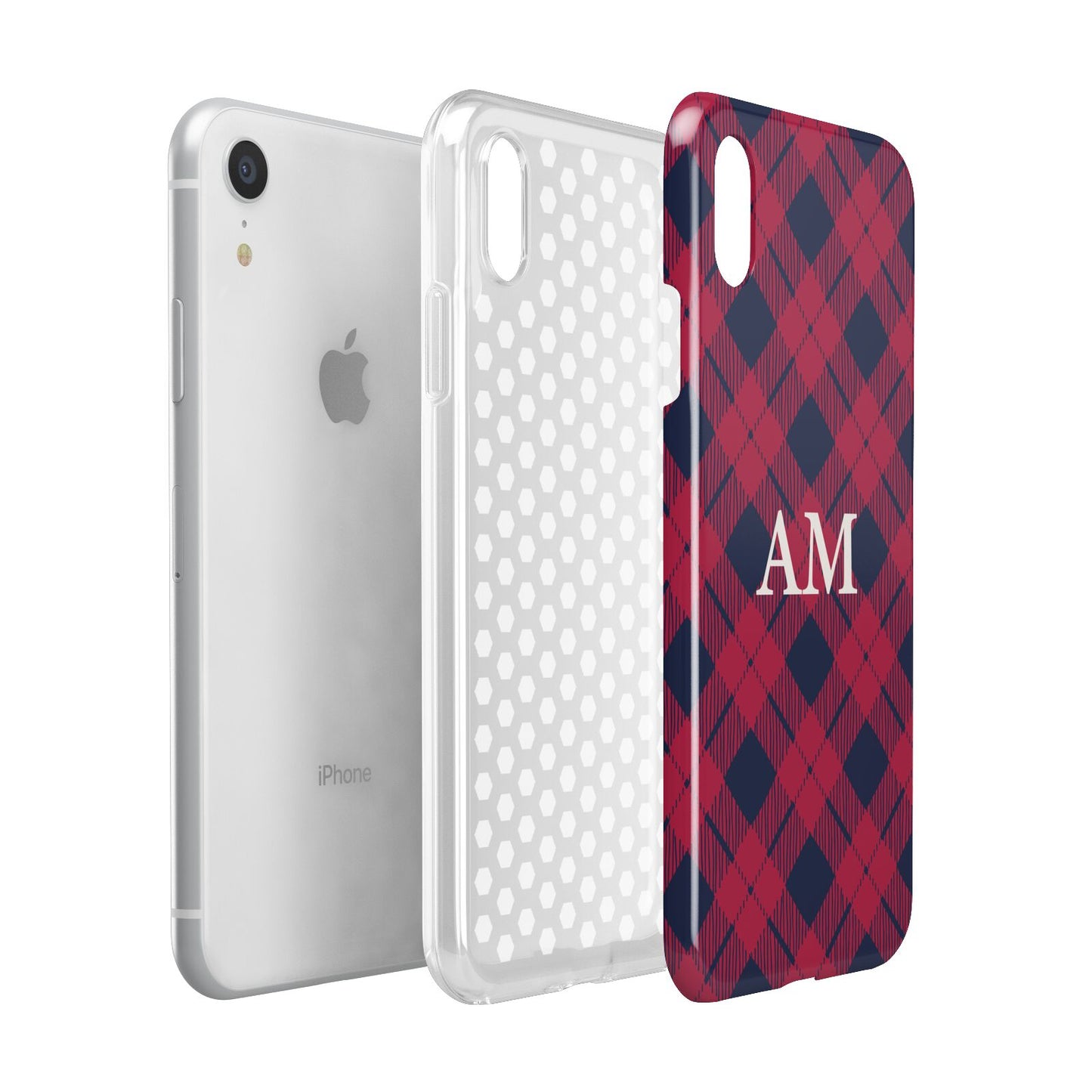 Personalised Tartan Apple iPhone XR White 3D Tough Case Expanded view