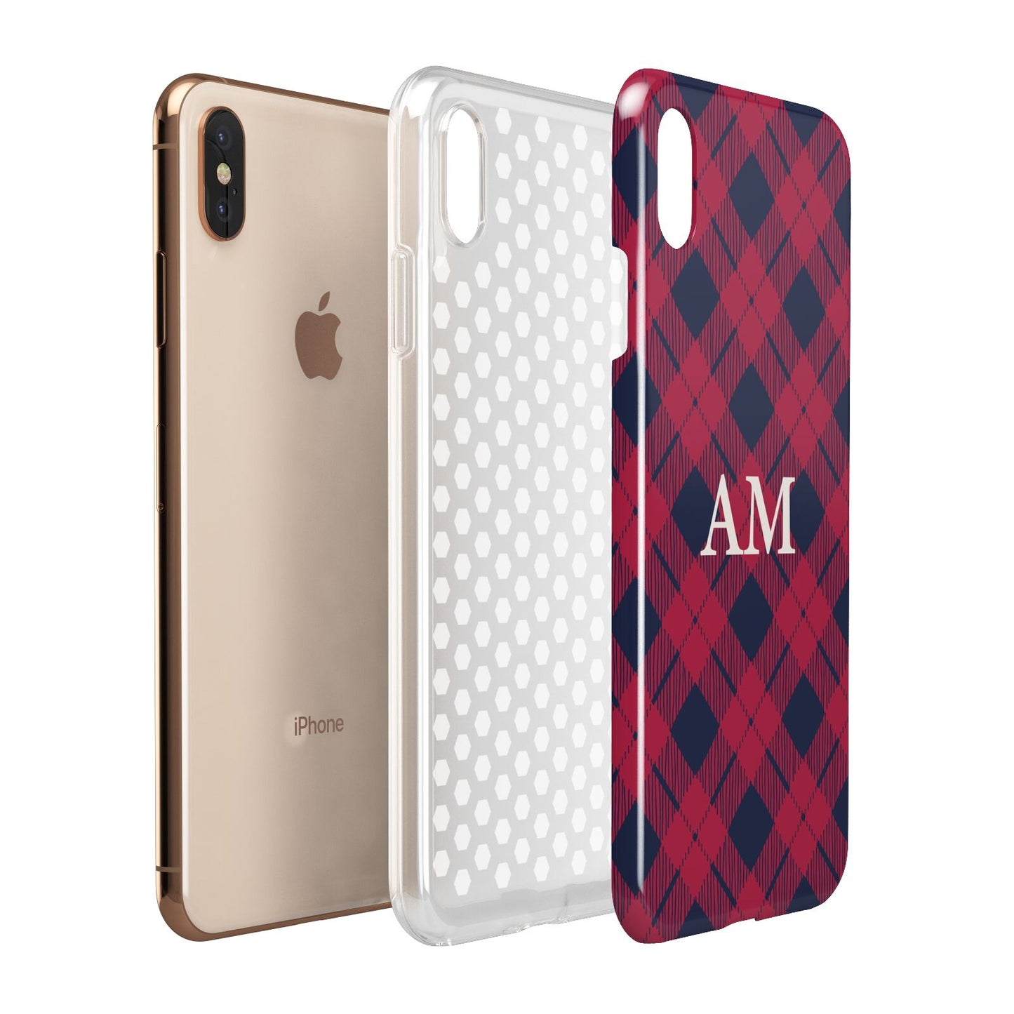 Personalised Tartan Apple iPhone Xs Max 3D Tough Case Expanded View