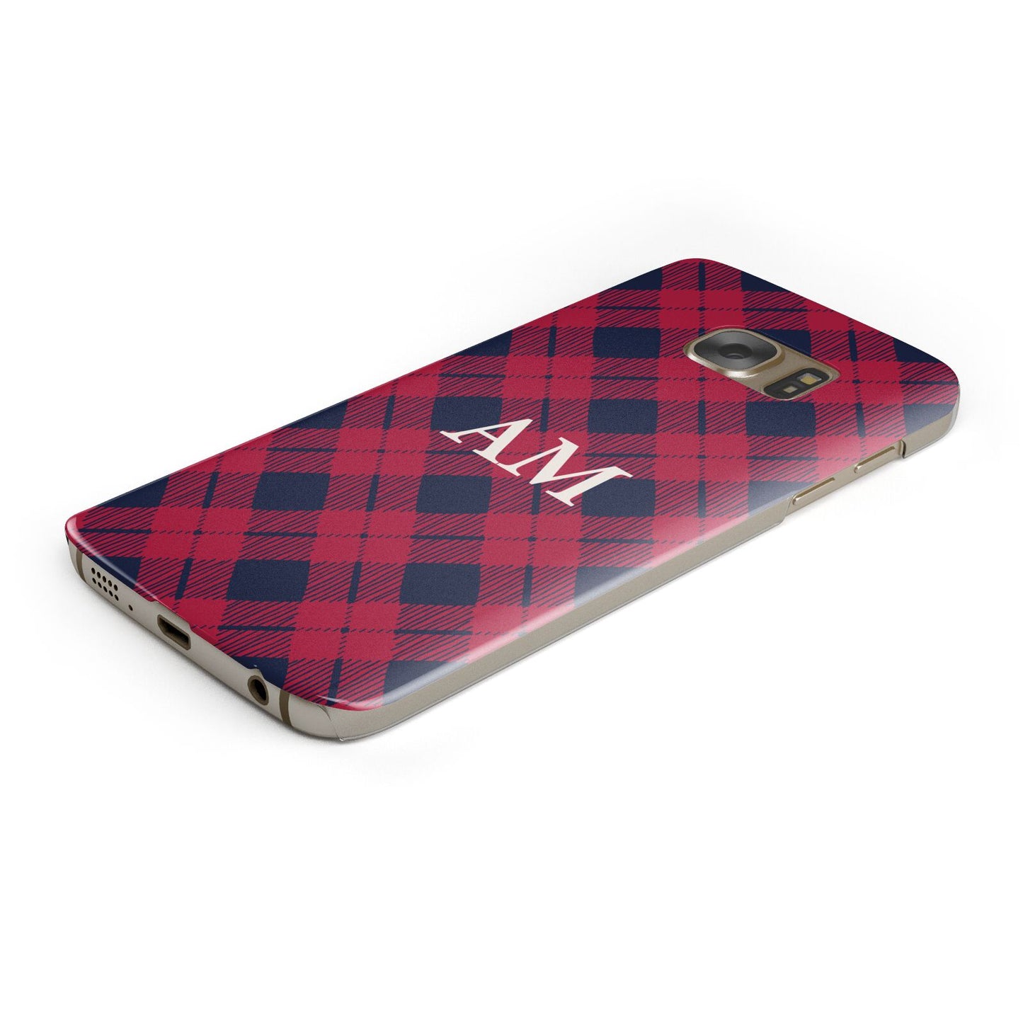 Personalised Tartan Protective Samsung Galaxy Case Angled Image