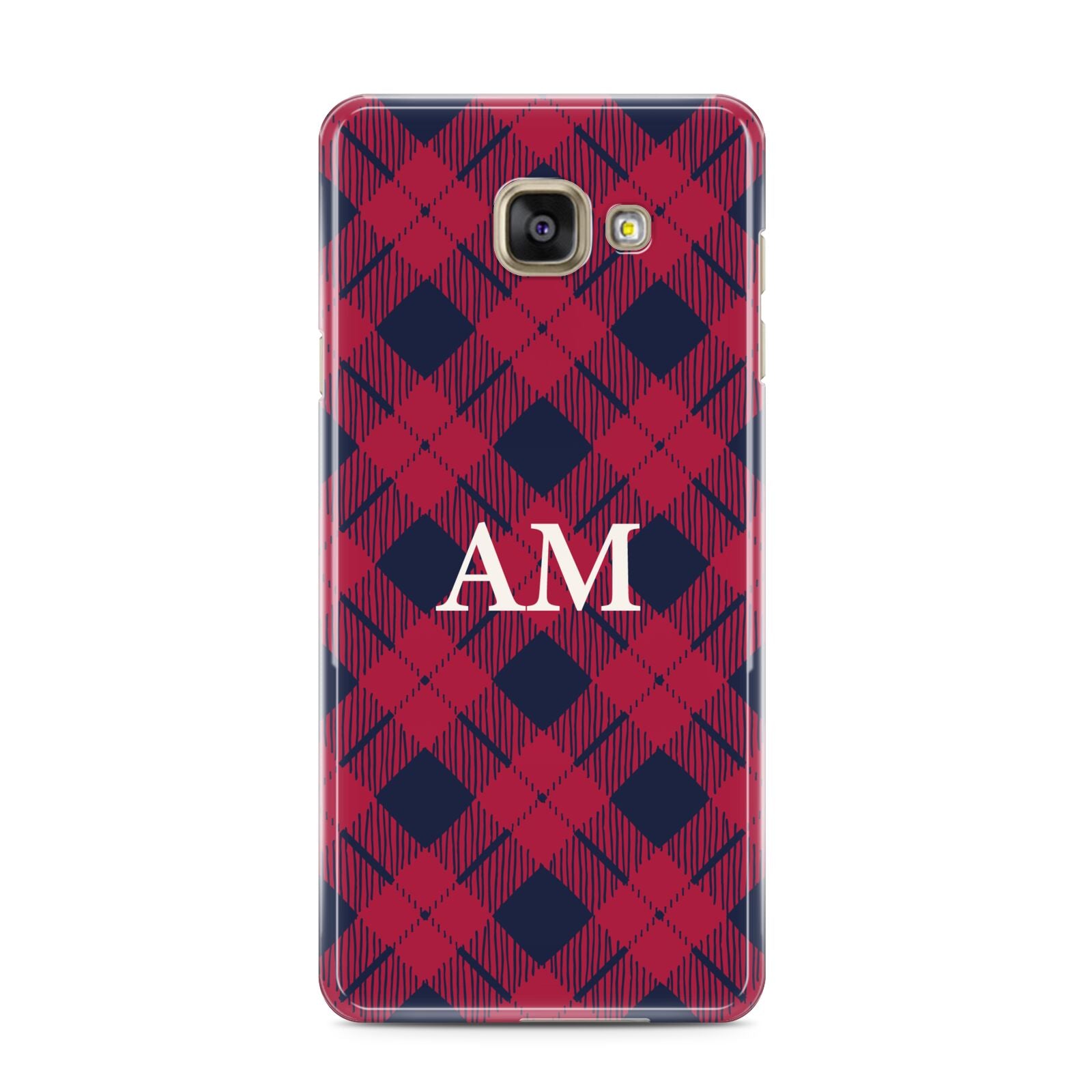 Personalised Tartan Samsung Galaxy A3 2016 Case on gold phone