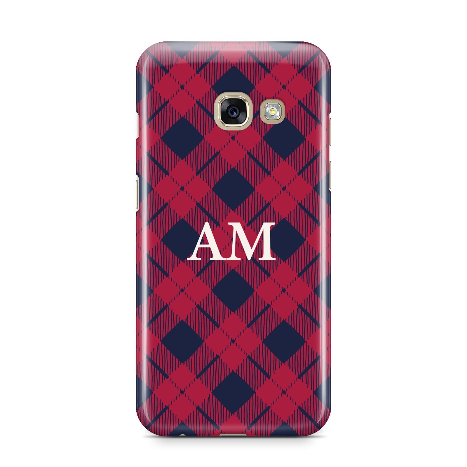 Personalised Tartan Samsung Galaxy A3 2017 Case on gold phone