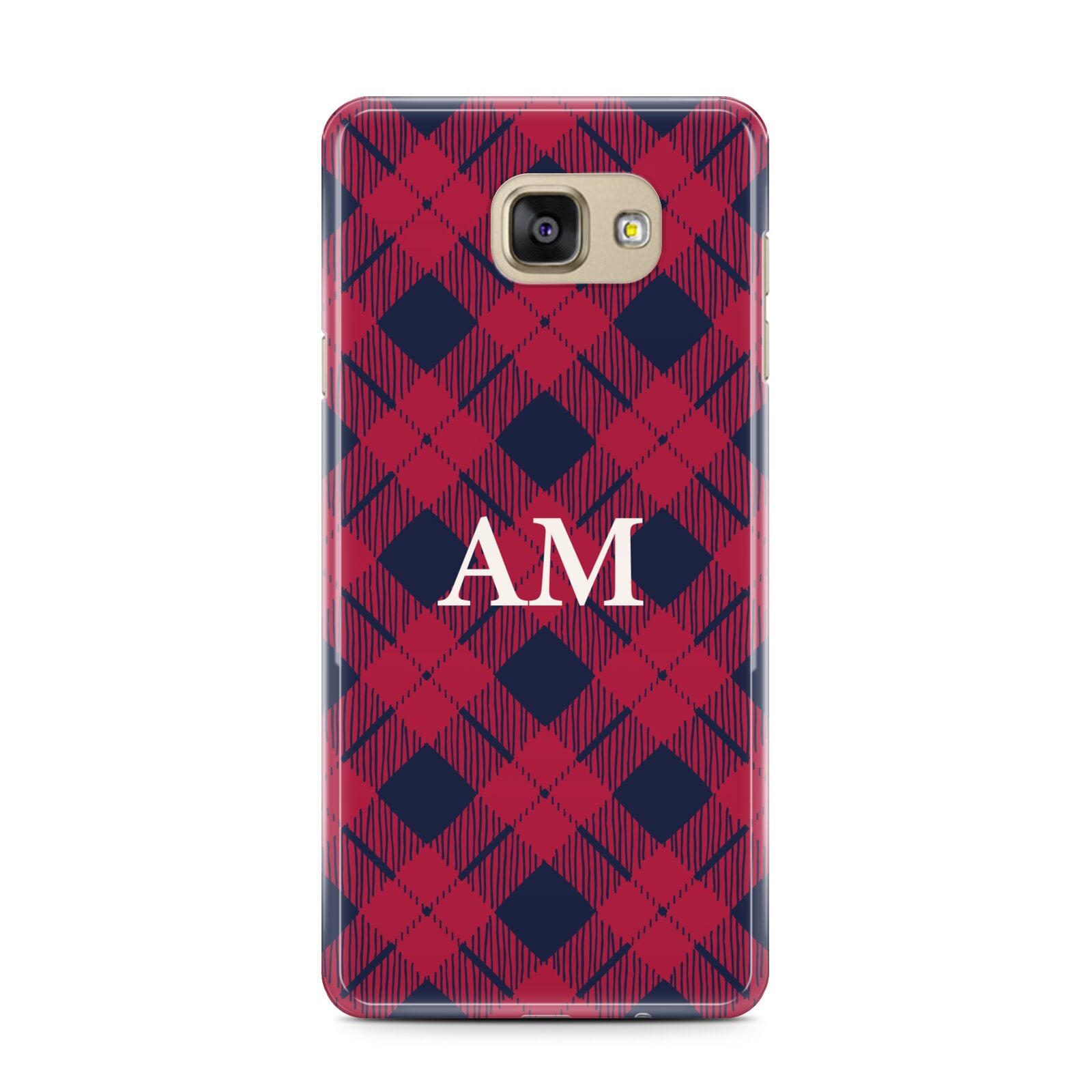 Personalised Tartan Samsung Galaxy A7 2016 Case on gold phone