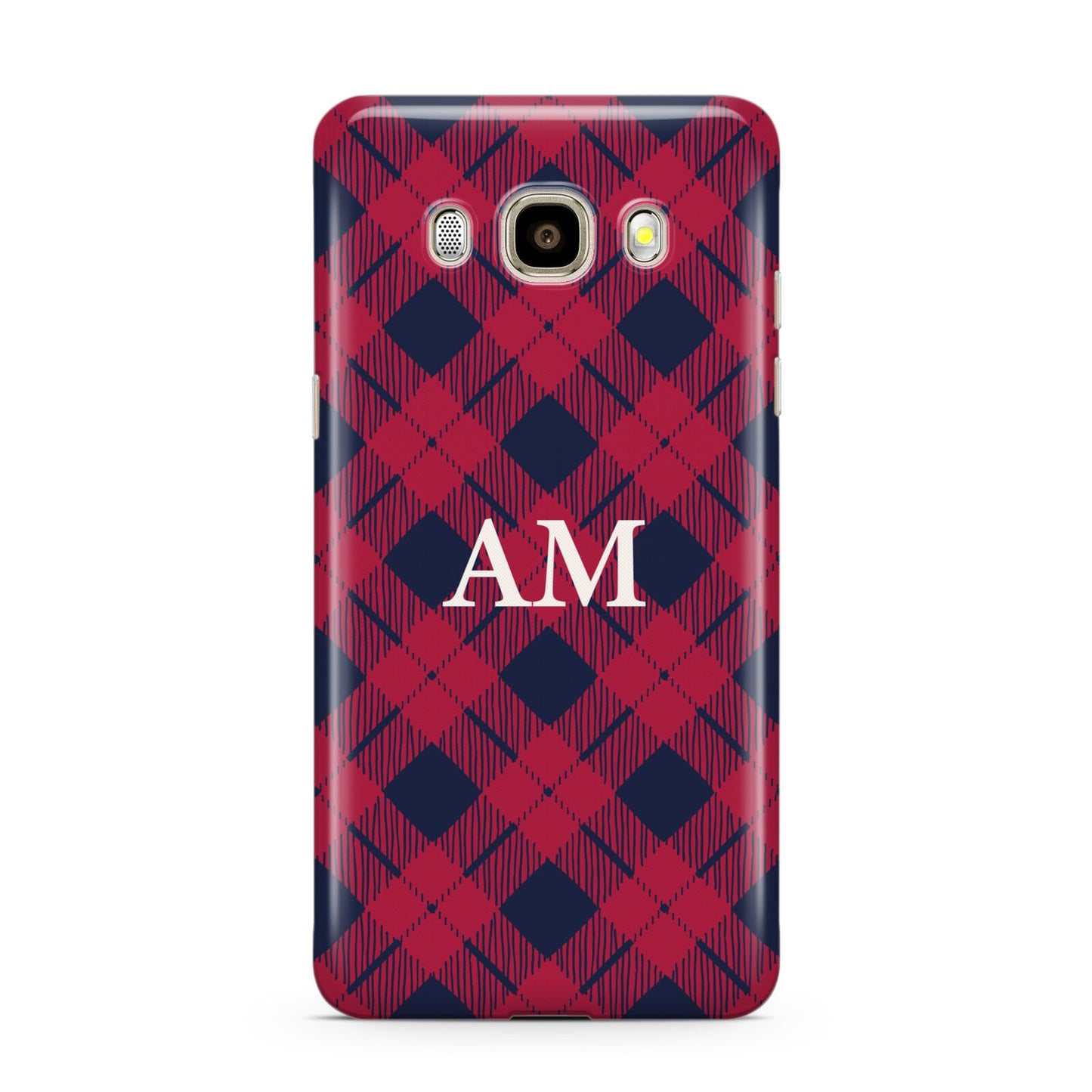 Personalised Tartan Samsung Galaxy J7 2016 Case on gold phone