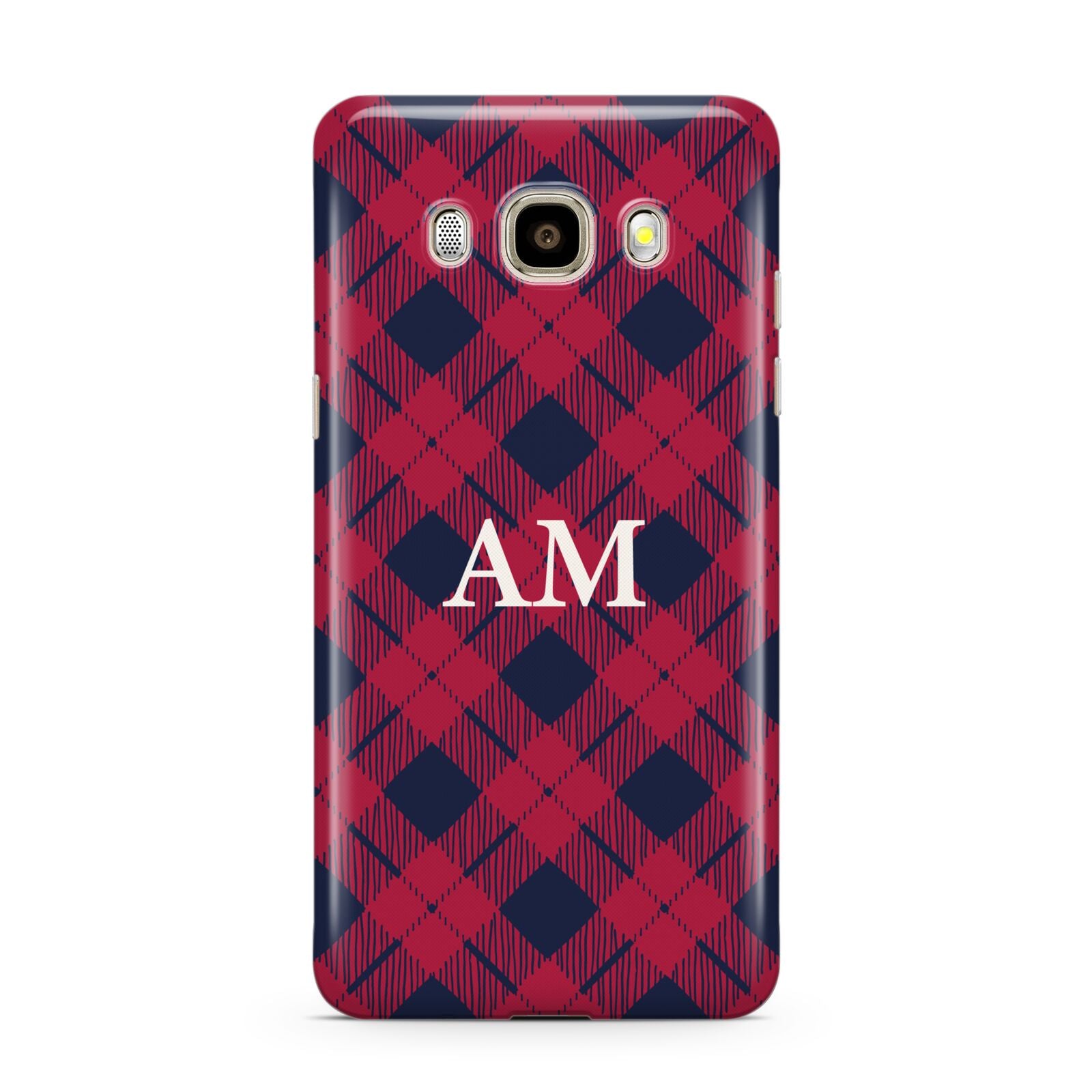 Personalised Tartan Samsung Galaxy J7 2016 Case on gold phone