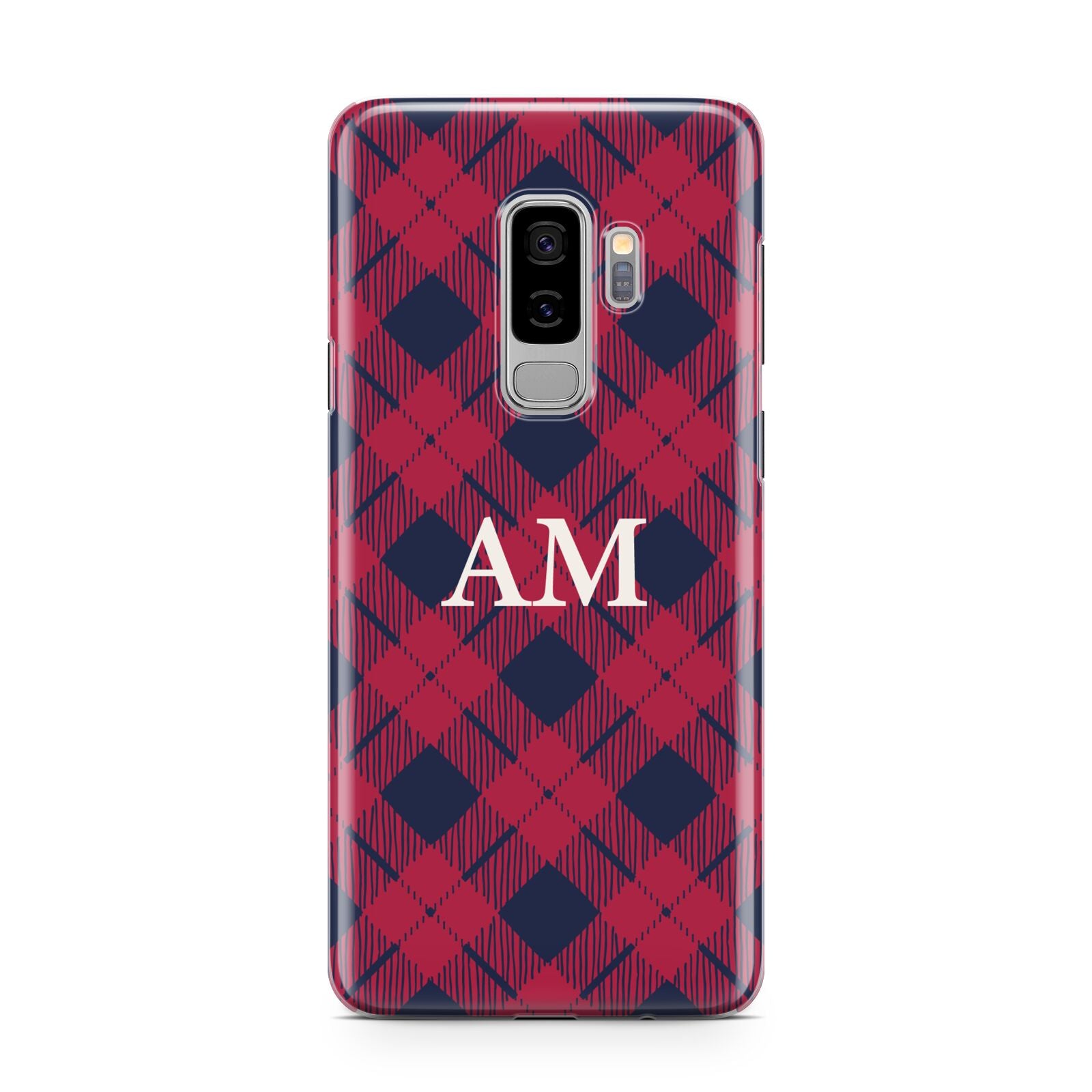 Personalised Tartan Samsung Galaxy S9 Plus Case on Silver phone