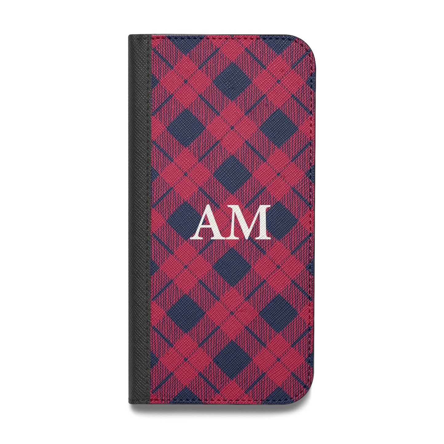 Personalised Tartan Vegan Leather Flip iPhone Case