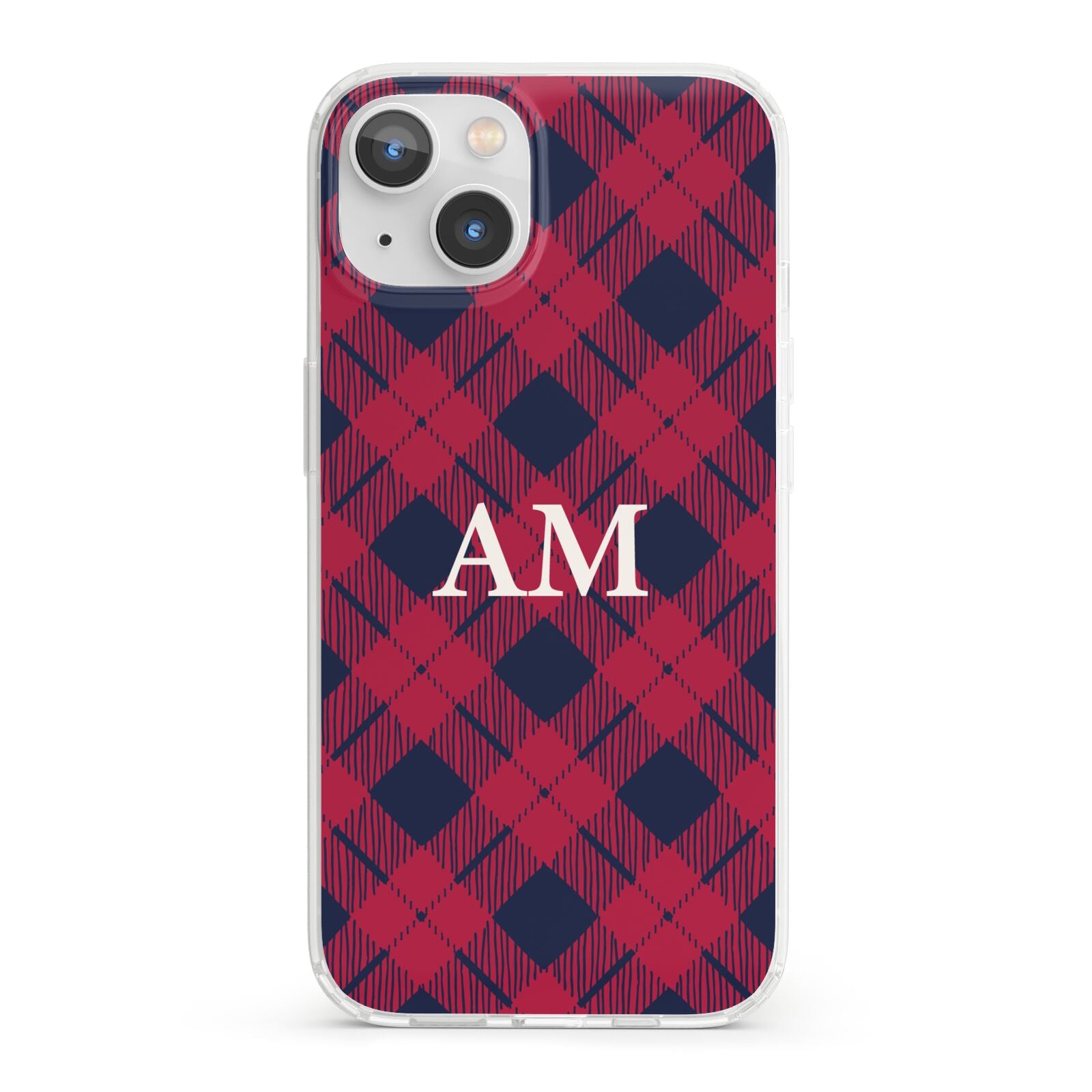 Personalised Tartan iPhone 13 Clear Bumper Case