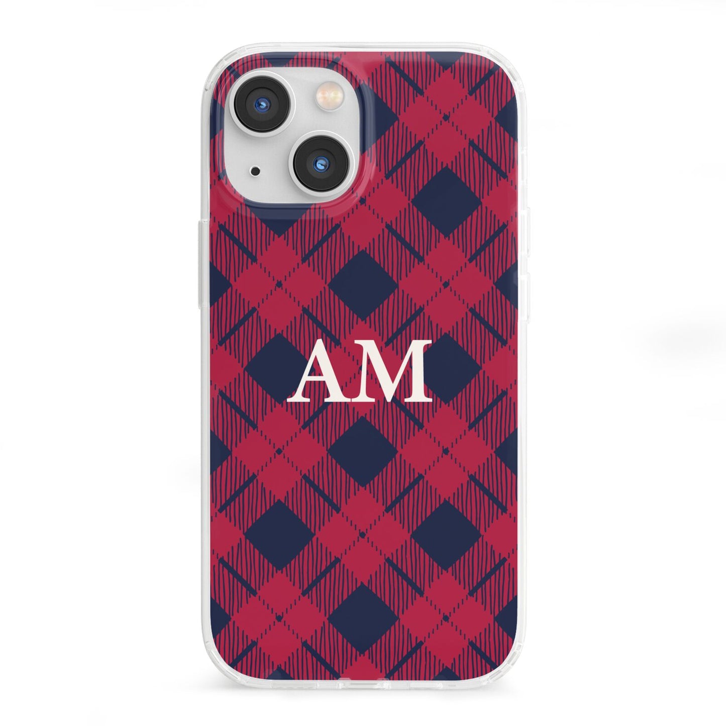 Personalised Tartan iPhone 13 Mini Clear Bumper Case