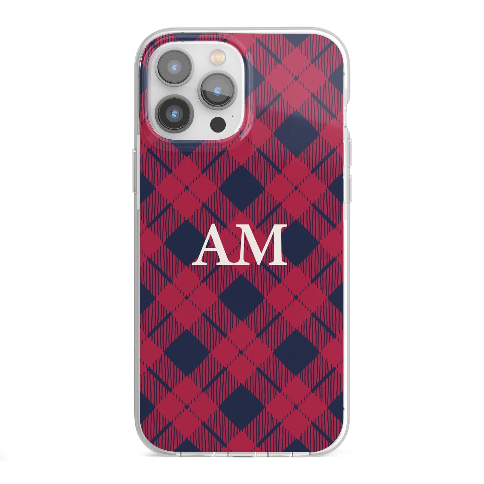 Personalised Tartan iPhone 13 Pro Max TPU Impact Case with White Edges