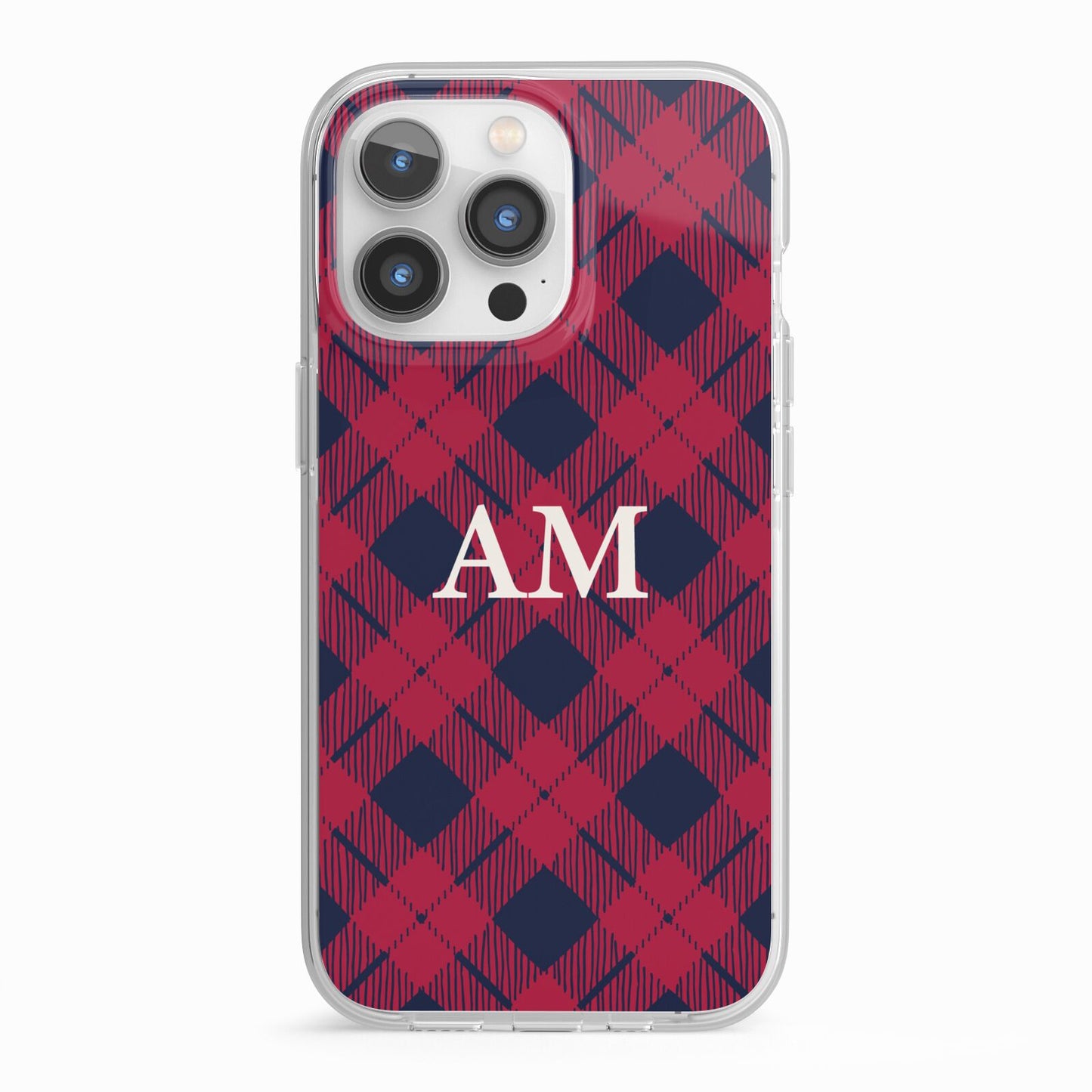 Personalised Tartan iPhone 13 Pro TPU Impact Case with White Edges