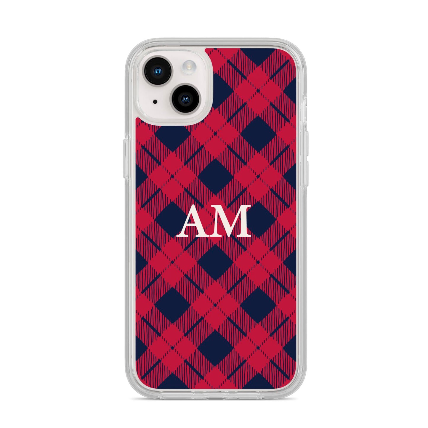 Personalised Tartan iPhone 14 Plus Clear Tough Case Starlight