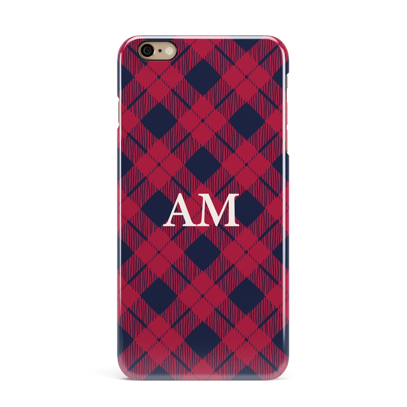 Personalised Tartan iPhone 6 Plus 3D Snap Case on Gold Phone