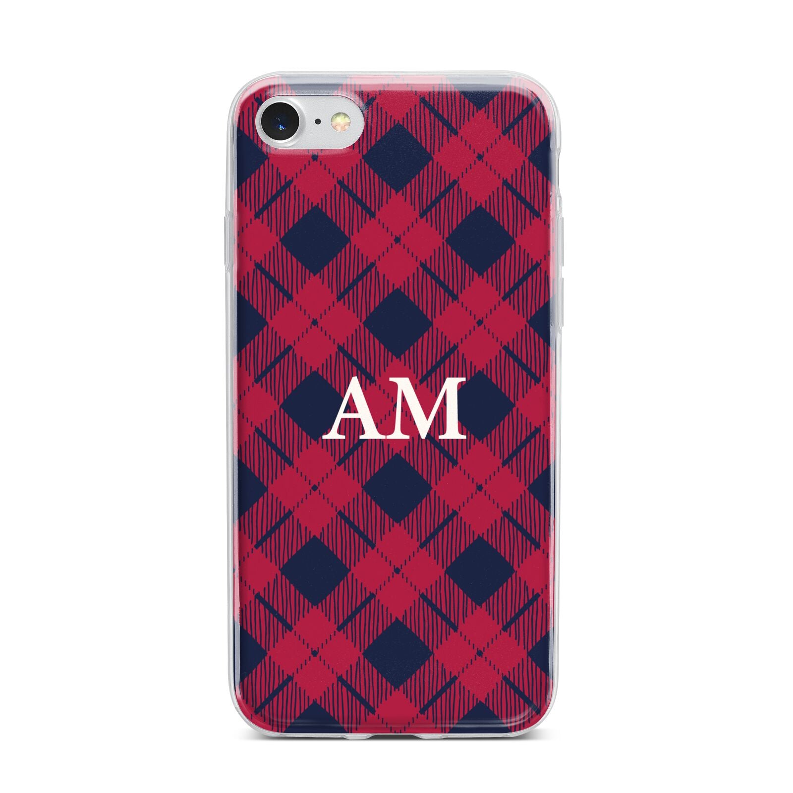 Personalised Tartan iPhone 7 Bumper Case on Silver iPhone