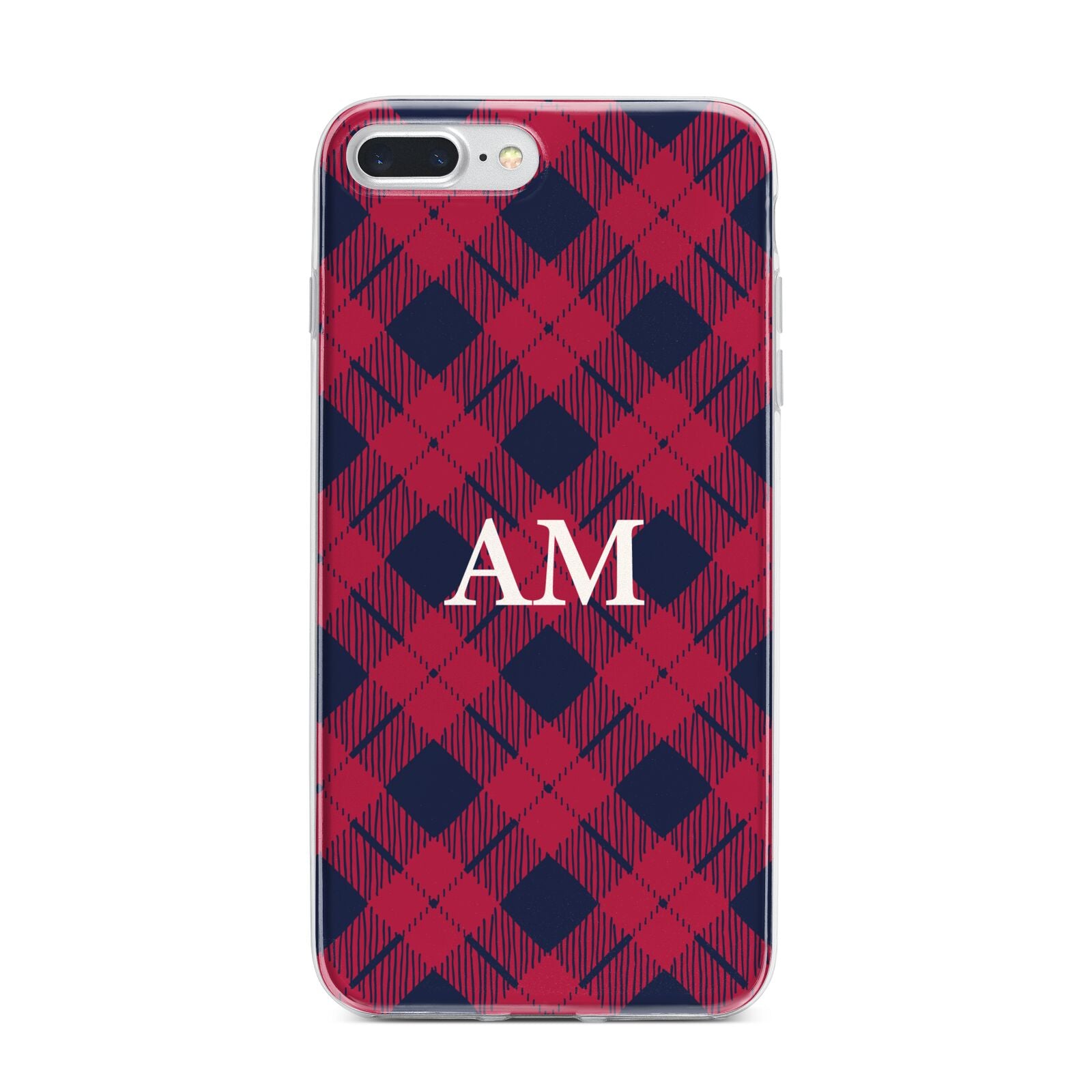 Personalised Tartan iPhone 7 Plus Bumper Case on Silver iPhone