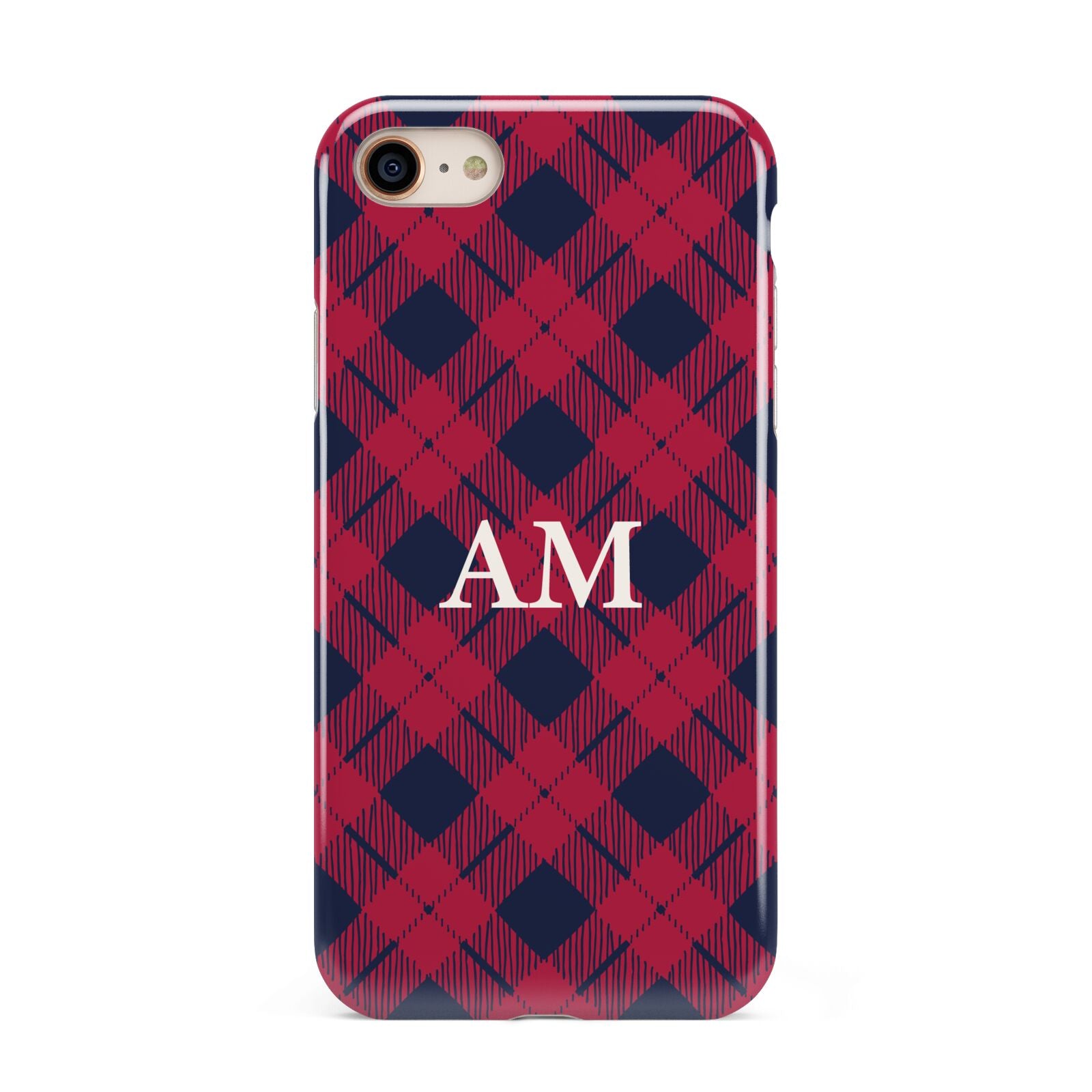 Personalised Tartan iPhone 8 3D Tough Case on Gold Phone