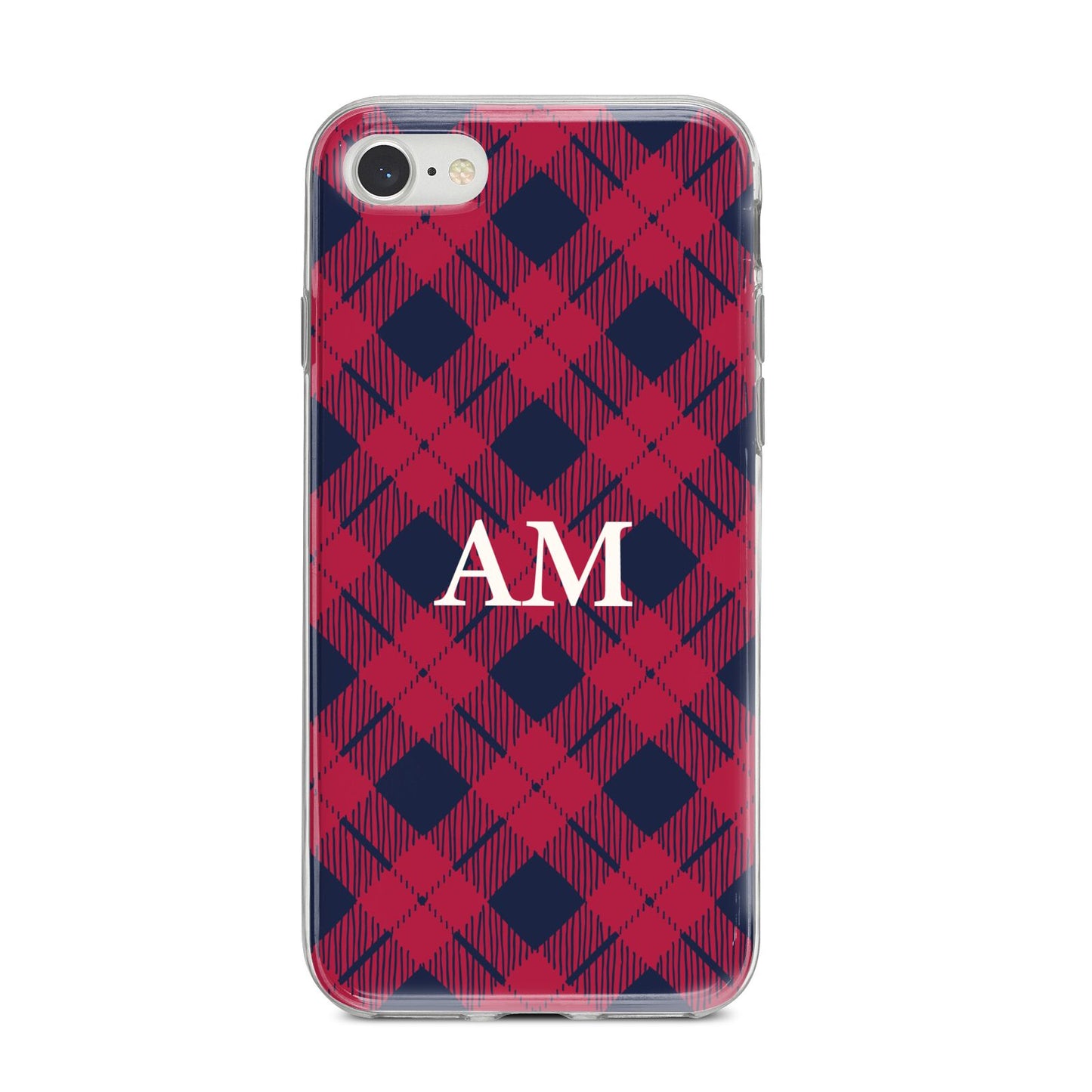 Personalised Tartan iPhone 8 Bumper Case on Silver iPhone