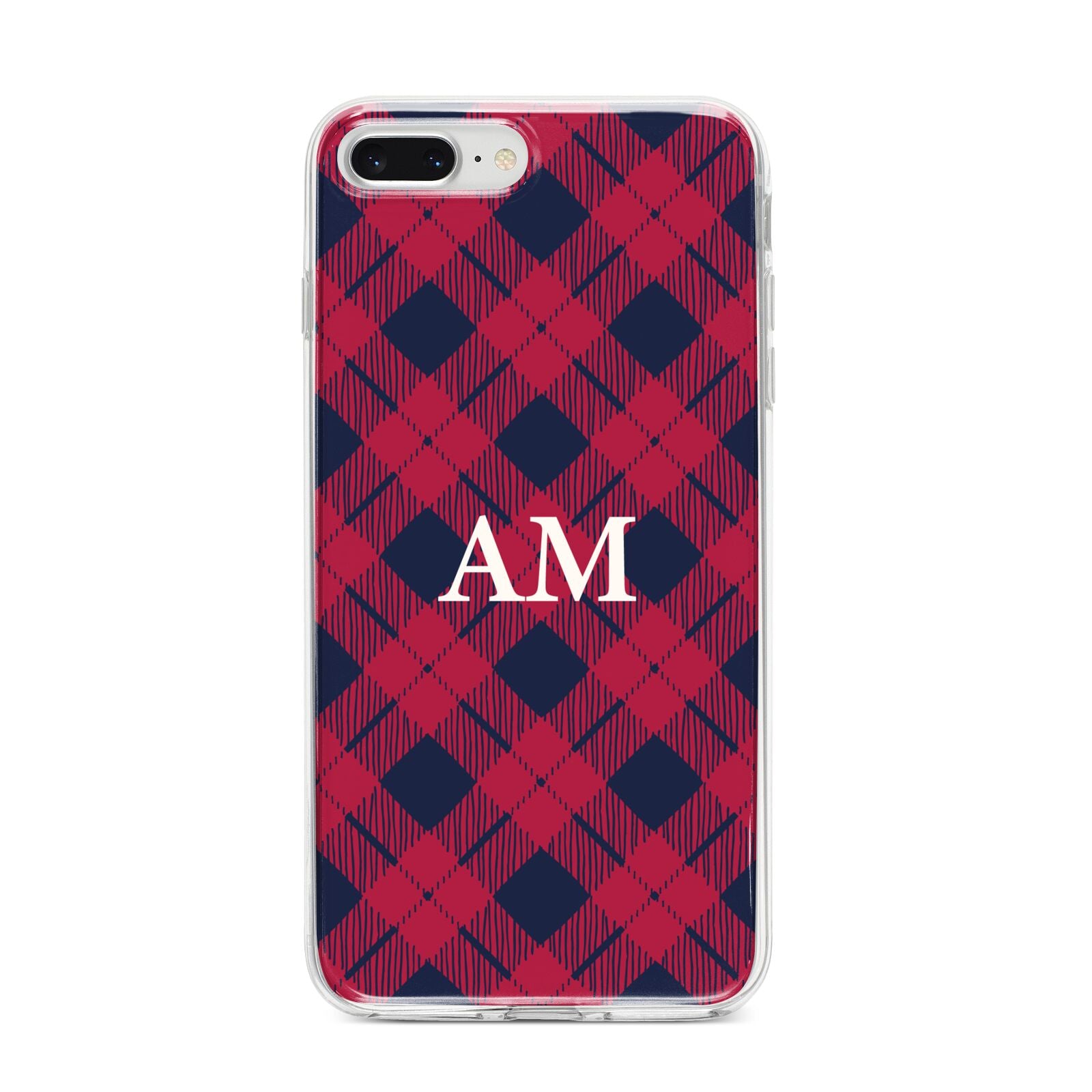 Personalised Tartan iPhone 8 Plus Bumper Case on Silver iPhone