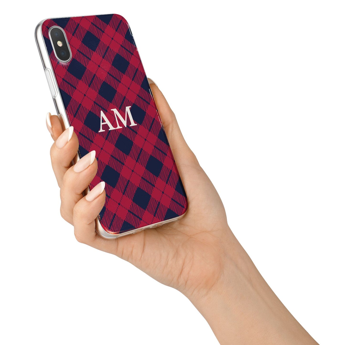 Personalised Tartan iPhone X Bumper Case on Silver iPhone Alternative Image 2