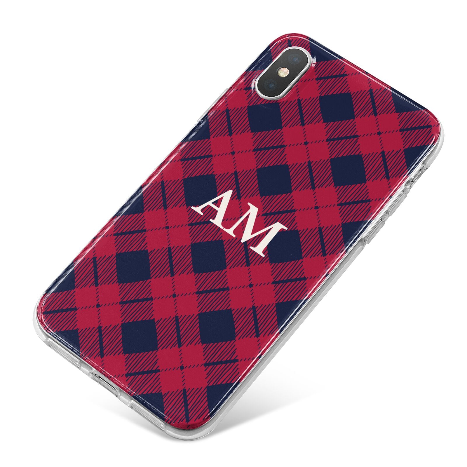 Personalised Tartan iPhone X Bumper Case on Silver iPhone