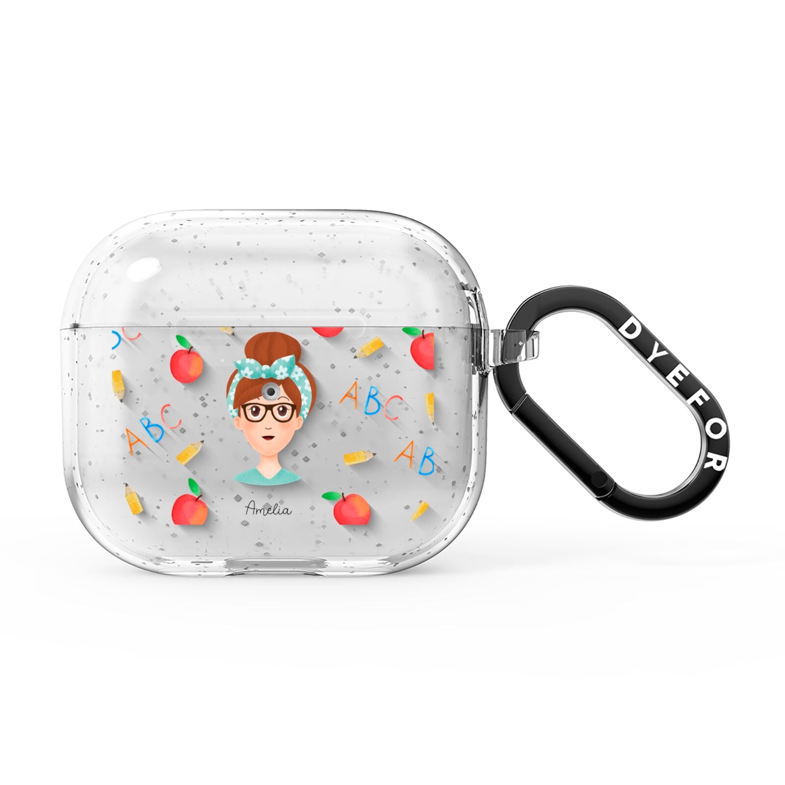 Personalised Teacher Cartoon AirPods Glitter Case 3rd Gen