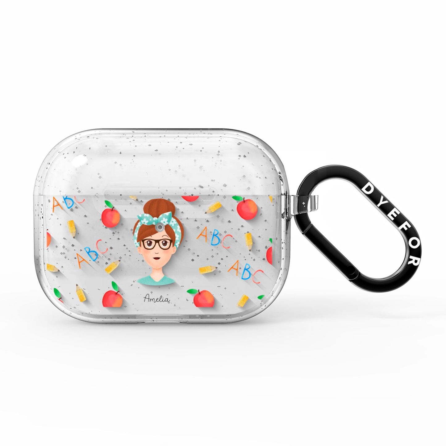 Personalised Teacher Cartoon AirPods Pro Glitter Case