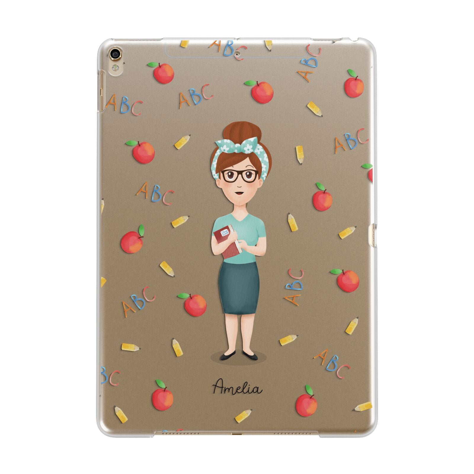 Personalised Teacher Cartoon Apple iPad Gold Case