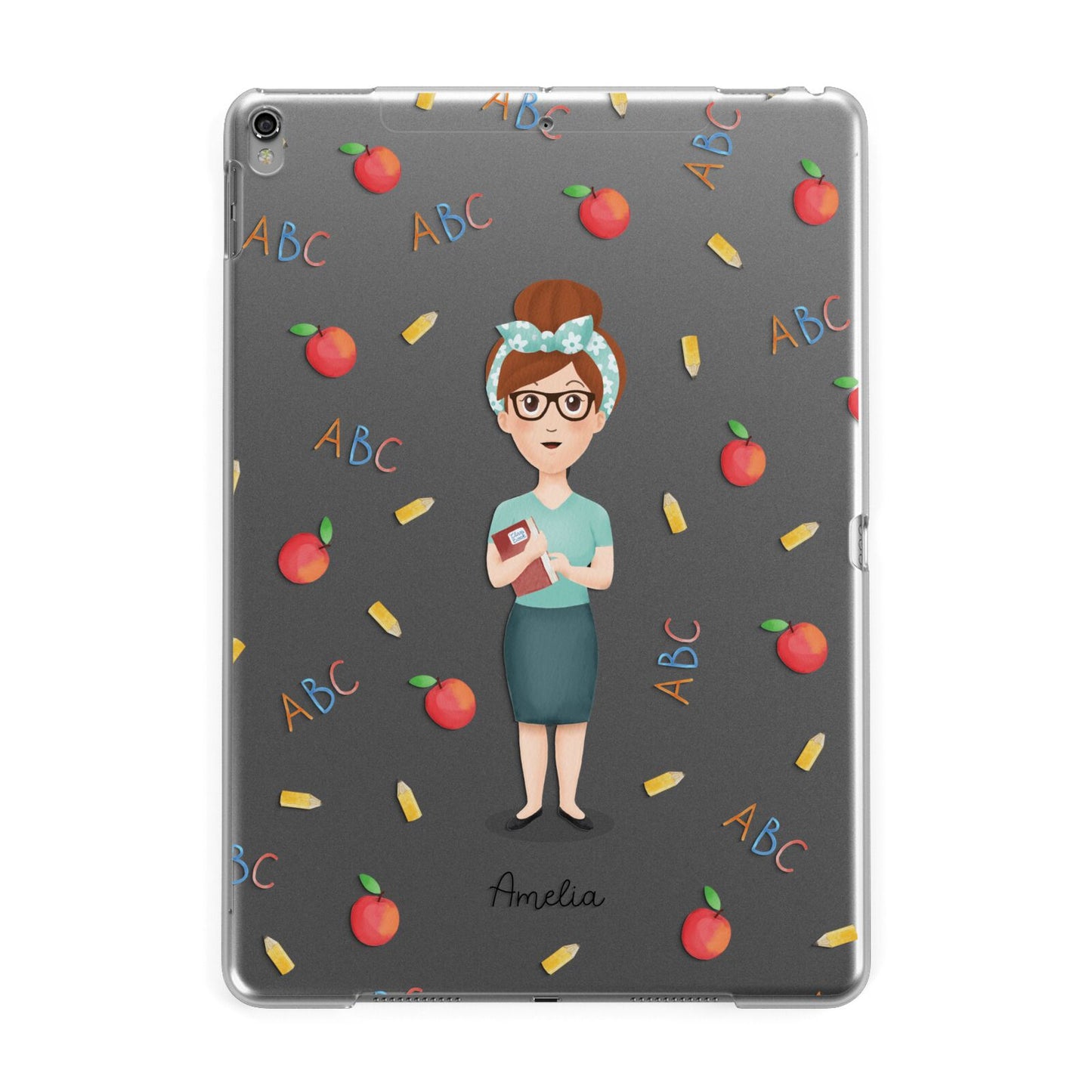 Personalised Teacher Cartoon Apple iPad Grey Case