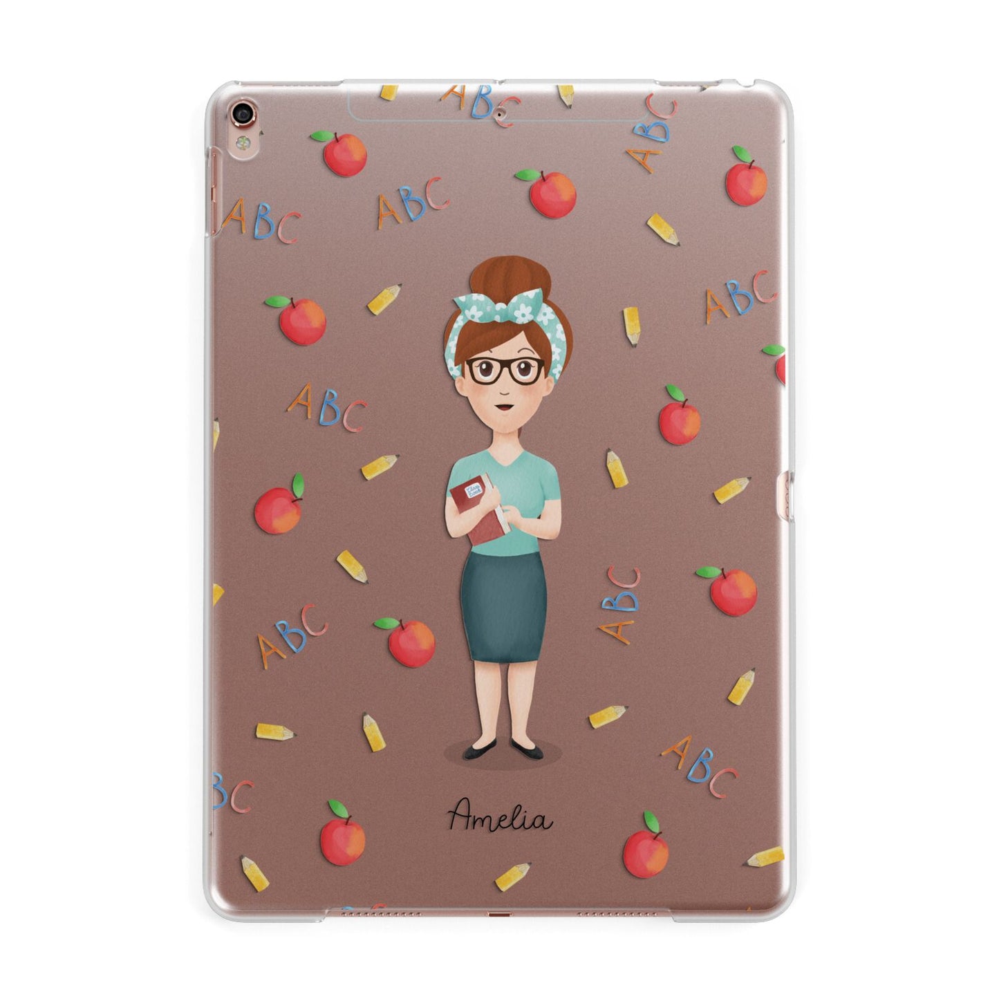 Personalised Teacher Cartoon Apple iPad Rose Gold Case