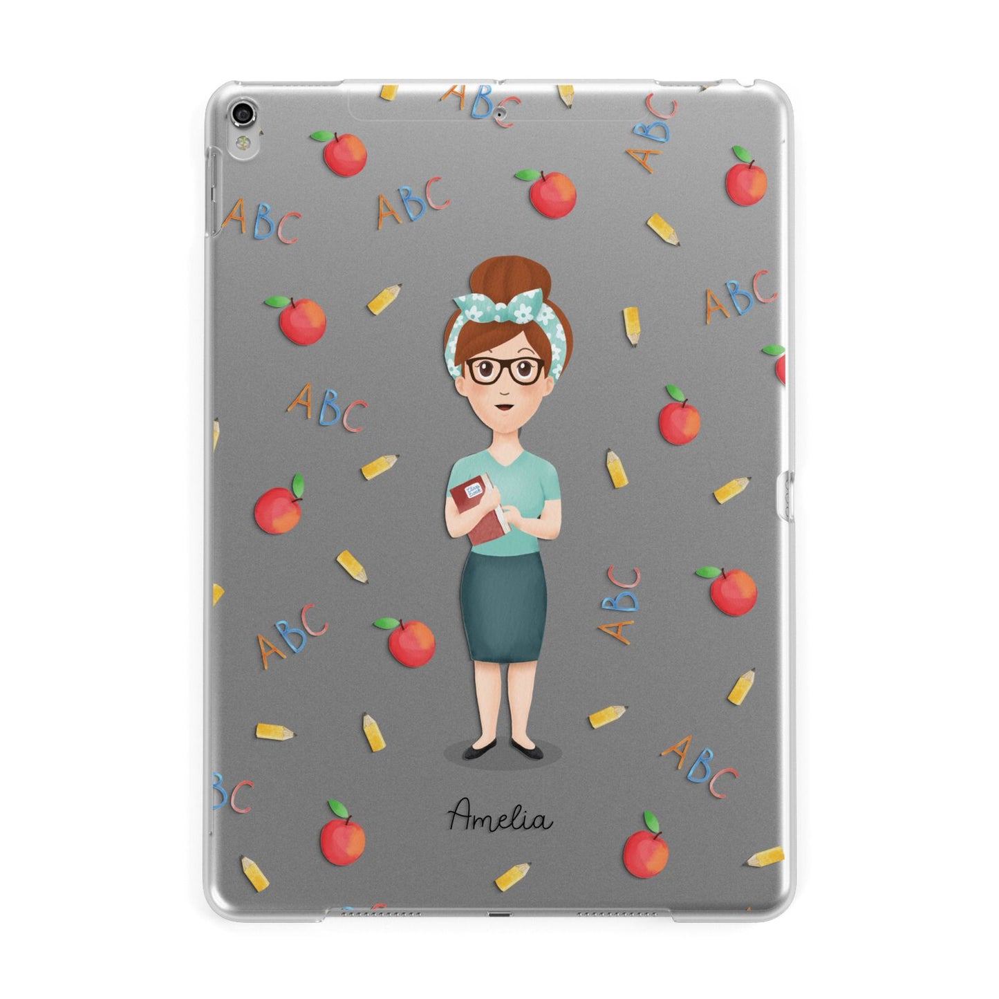 Personalised Teacher Cartoon Apple iPad Silver Case