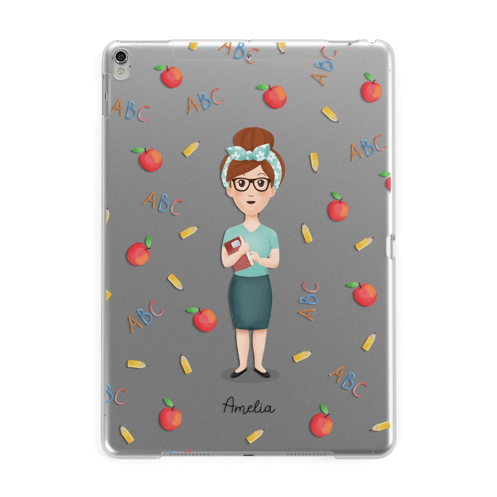 Personalised Teacher Cartoon Apple iPad Silver Case