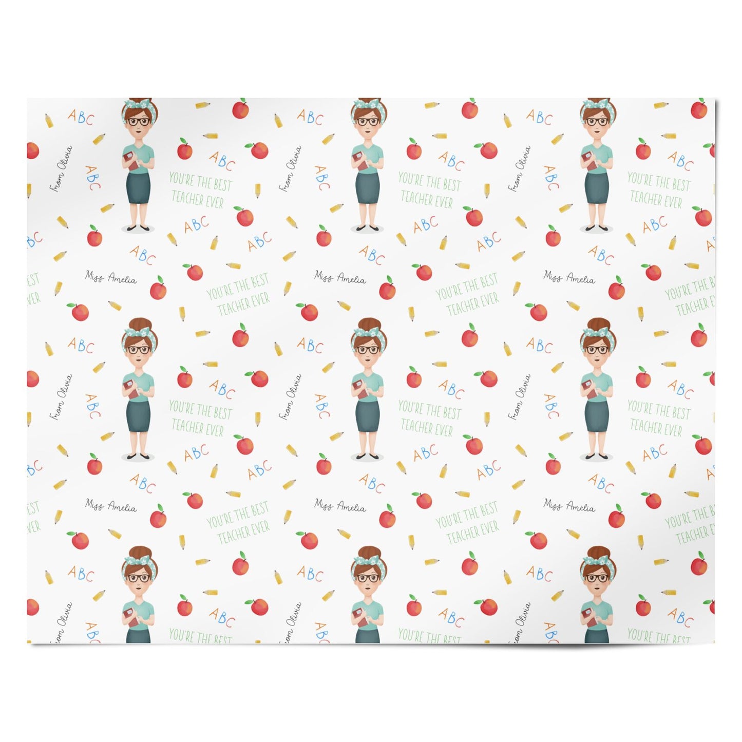 Personalised Teacher Cartoon Personalised Wrapping Paper Alternative