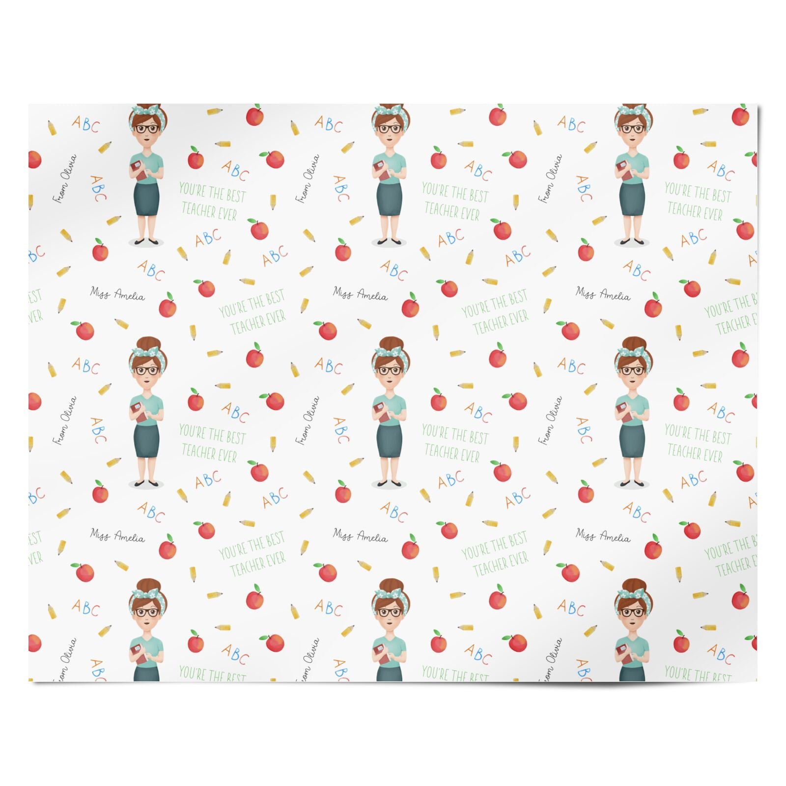 Personalised Teacher Cartoon Personalised Wrapping Paper Alternative