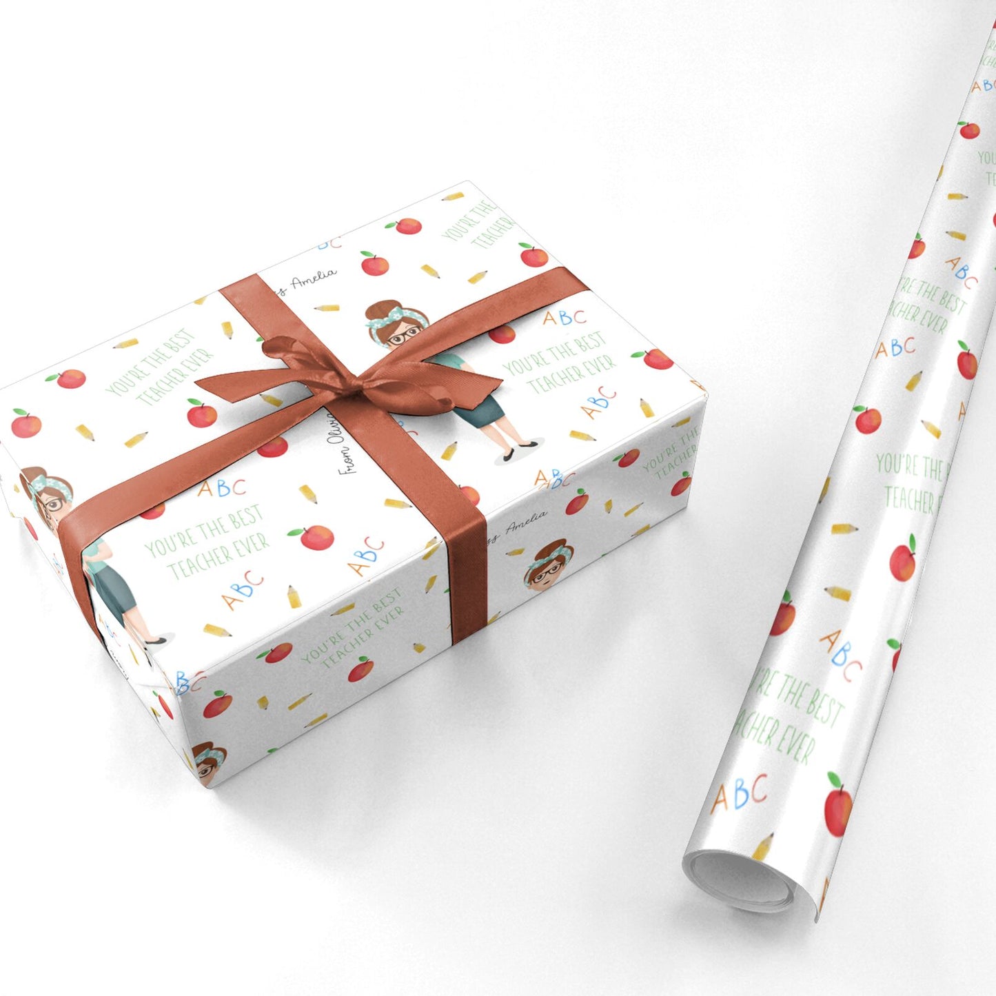 Personalised Teacher Cartoon Personalised Wrapping Paper