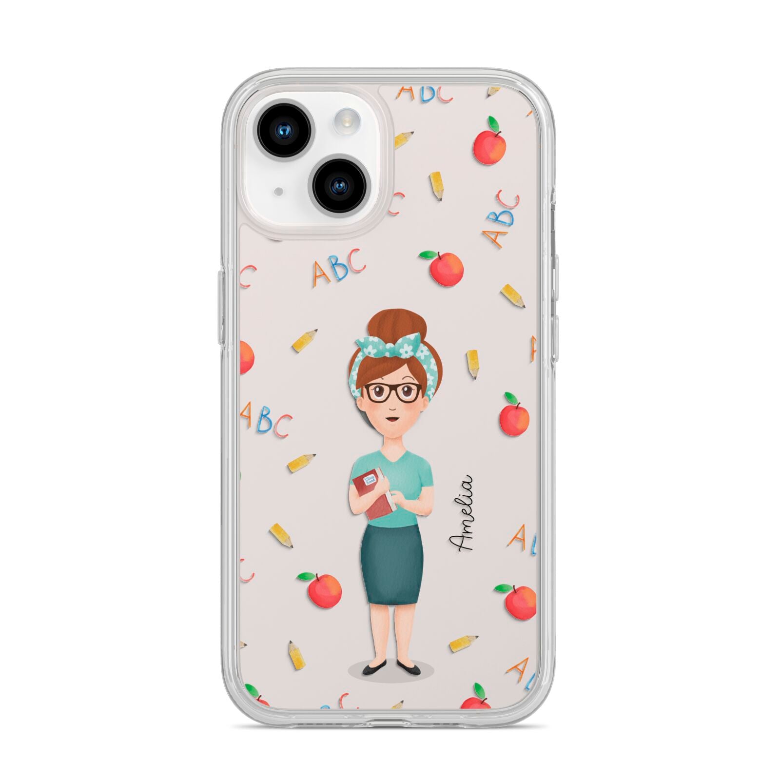 Personalised Teacher Cartoon iPhone 14 Clear Tough Case Starlight