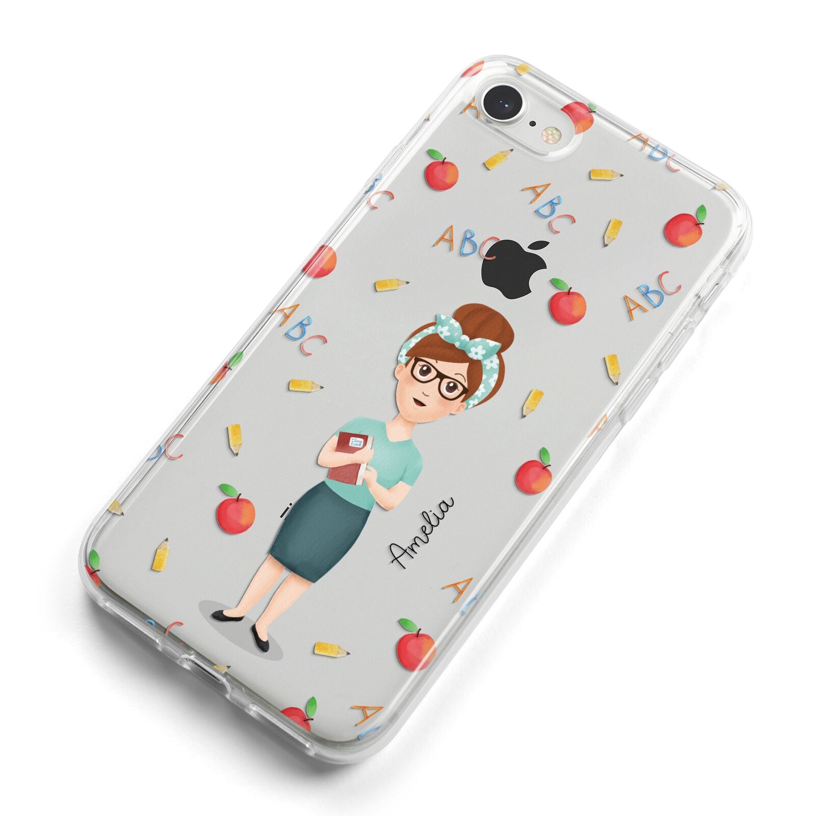 Personalised Teacher Cartoon iPhone 8 Bumper Case on Silver iPhone Alternative Image