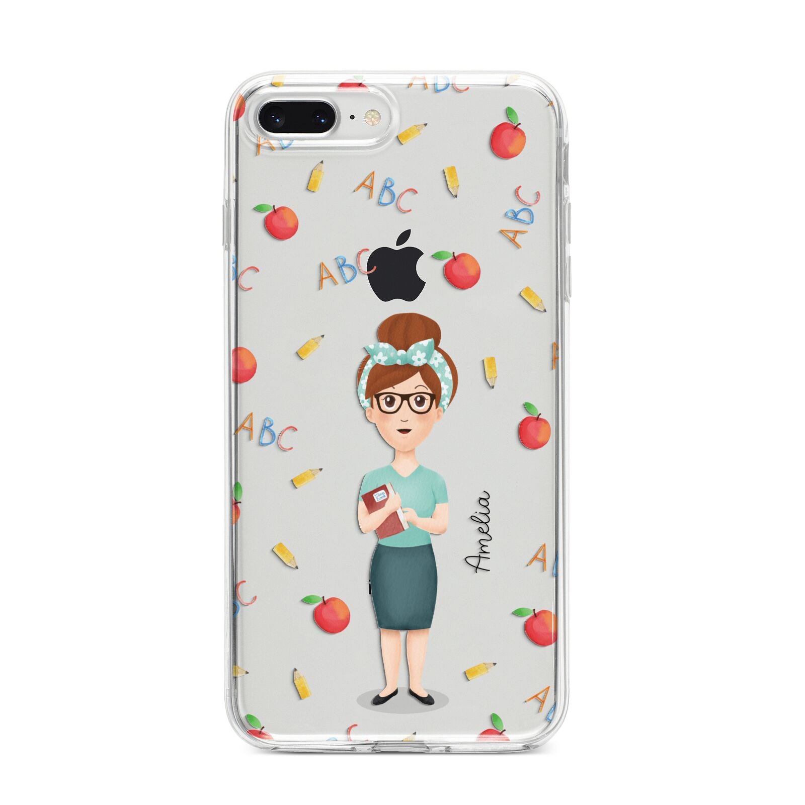 Personalised Teacher Cartoon iPhone 8 Plus Bumper Case on Silver iPhone