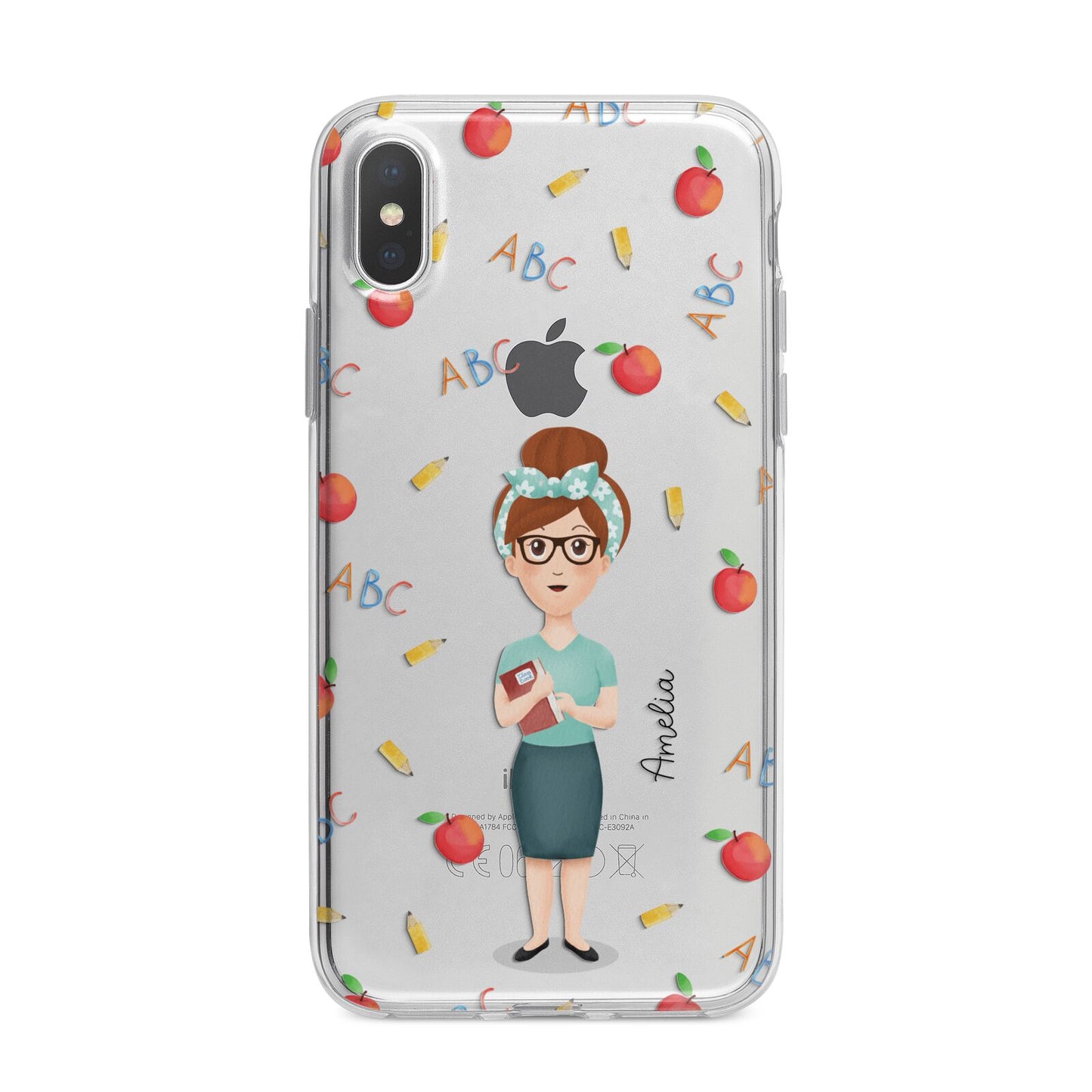 Personalised Teacher Cartoon iPhone X Bumper Case on Silver iPhone Alternative Image 1