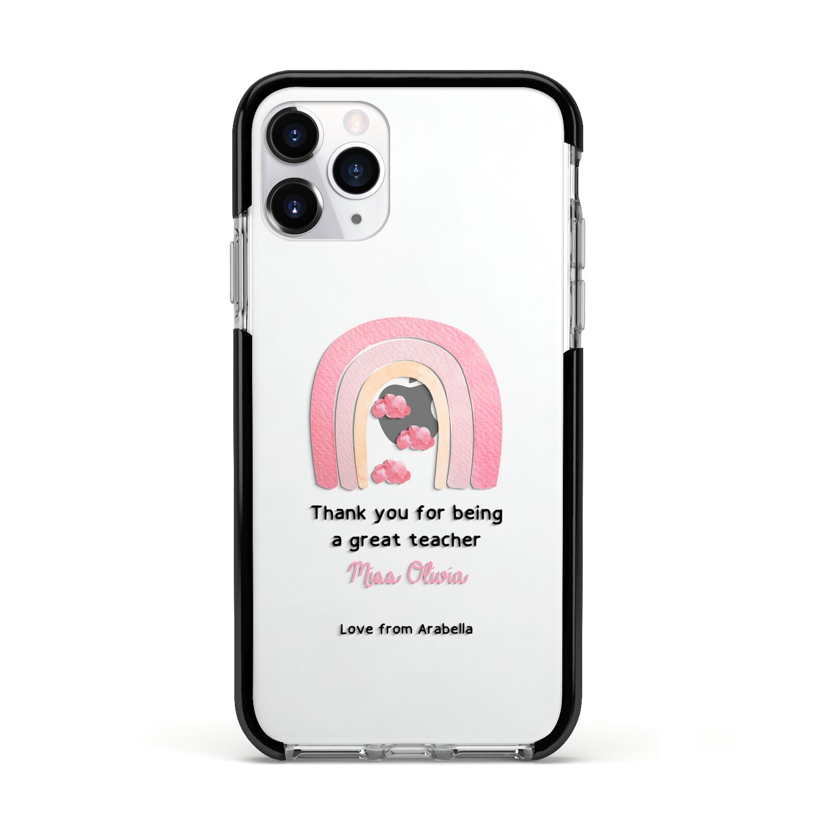 Personalised Teacher Thanks Apple iPhone 11 Pro in Silver with Black Impact Case