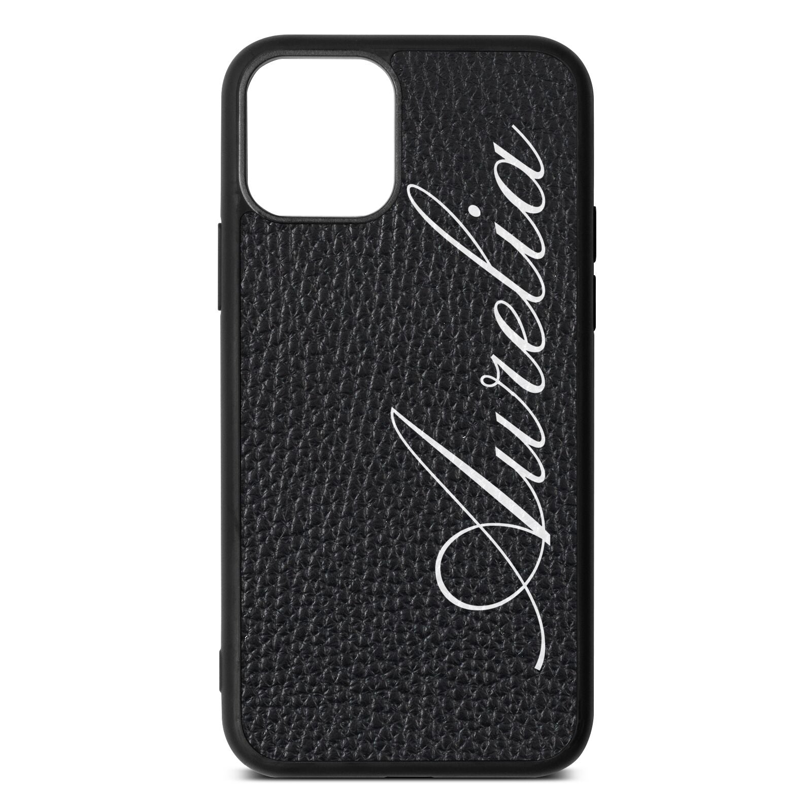 Personalised Text Black Pebble Leather iPhone 11 Pro Case