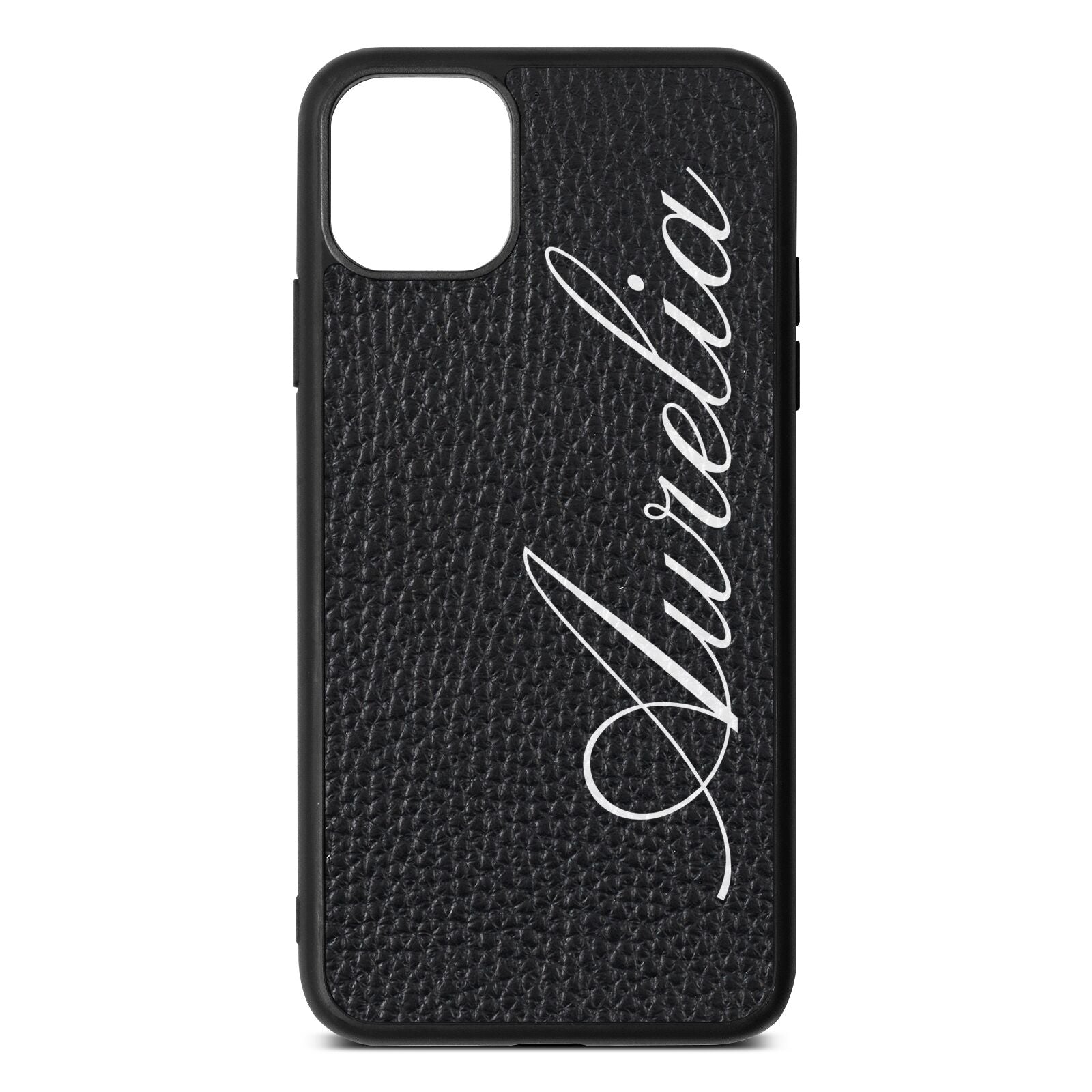 Personalised Text Black Pebble Leather iPhone 11 Pro Max Case