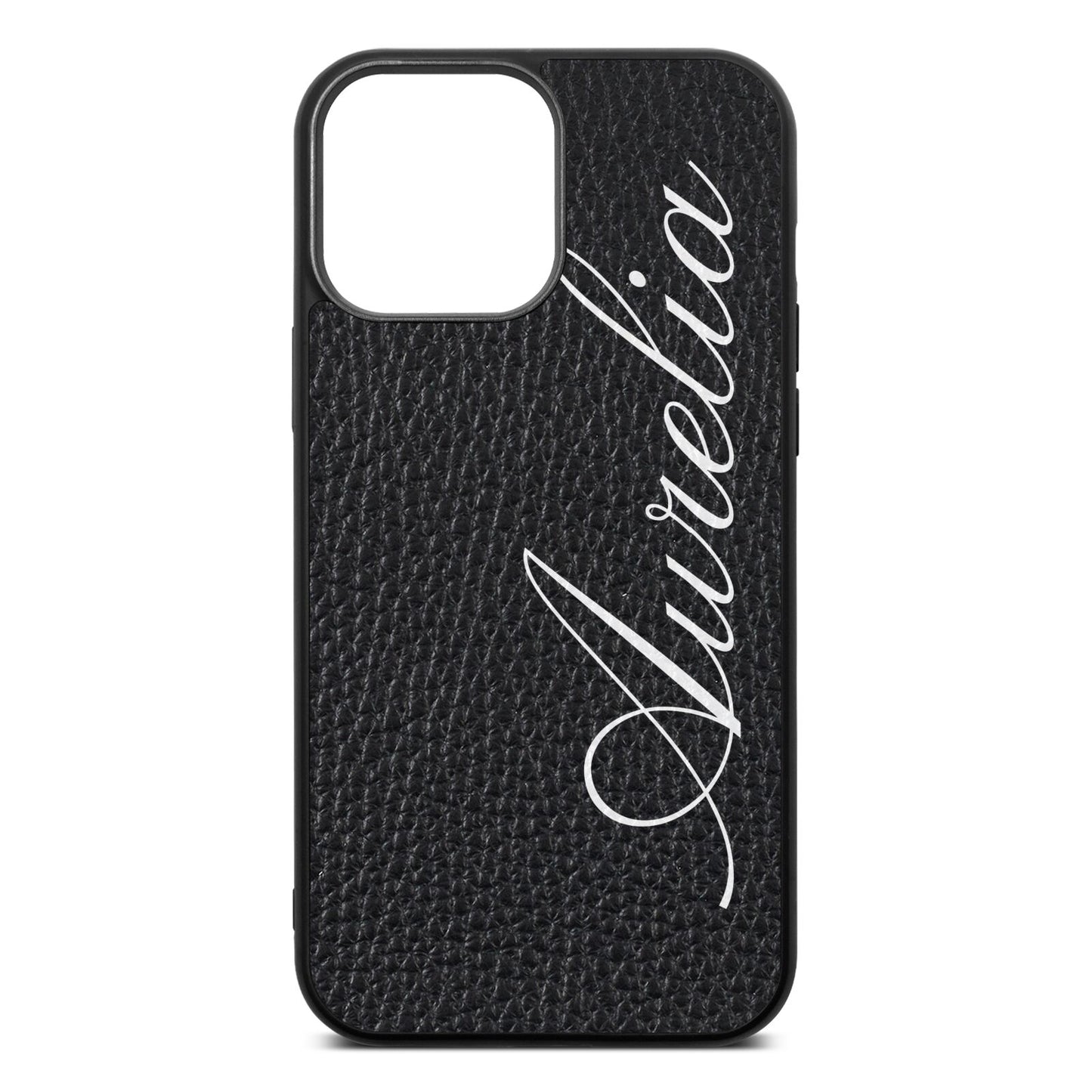 Personalised Text Black Pebble Leather iPhone 13 Pro Max Case