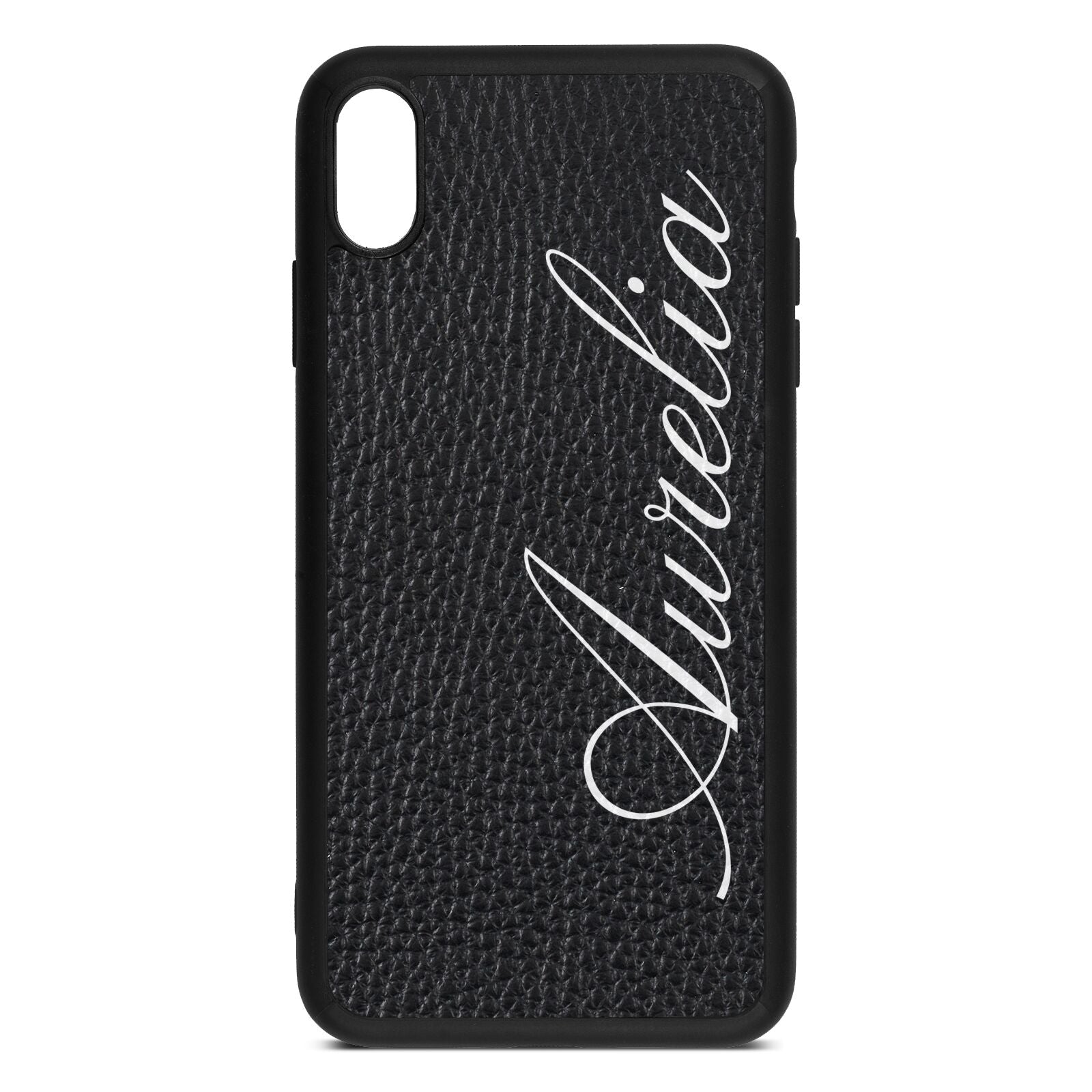 Personalised Text Black Pebble Leather iPhone Xs Max Case