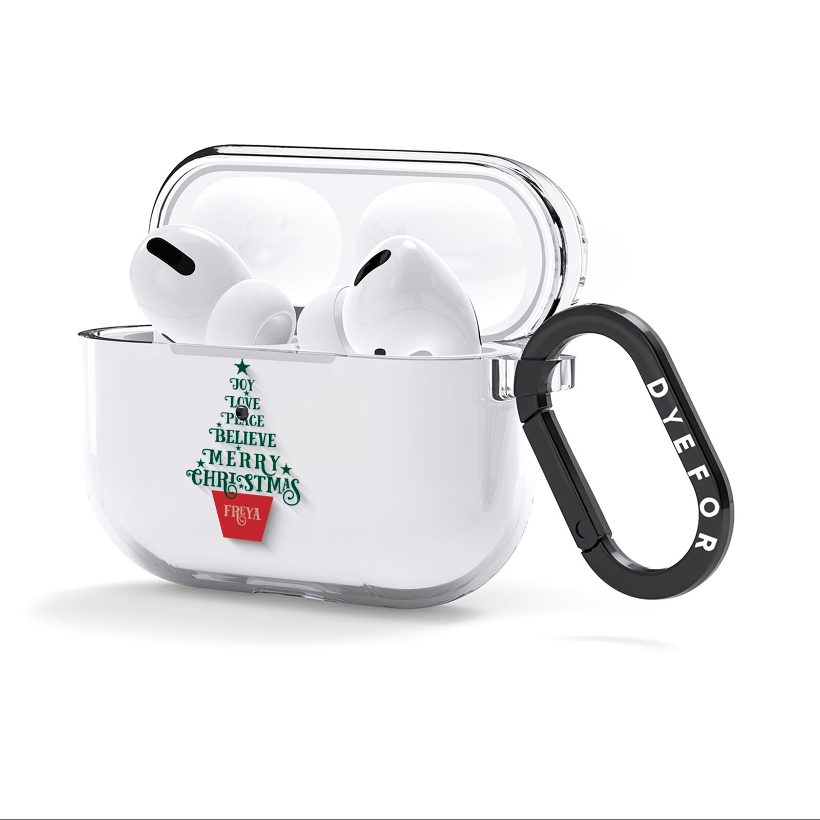 Personalised Text Christmas Tree AirPods Clear Case 3rd Gen Side Image