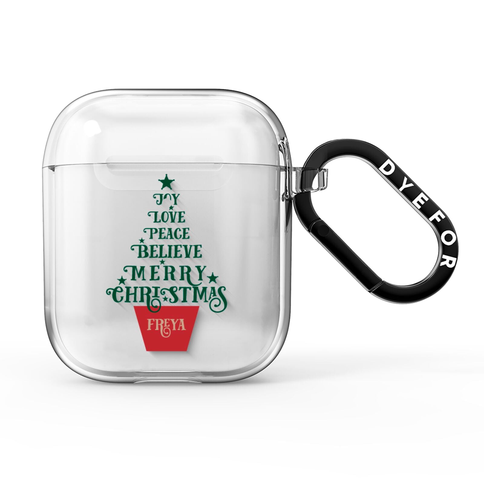 Personalised Text Christmas Tree AirPods Clear Case