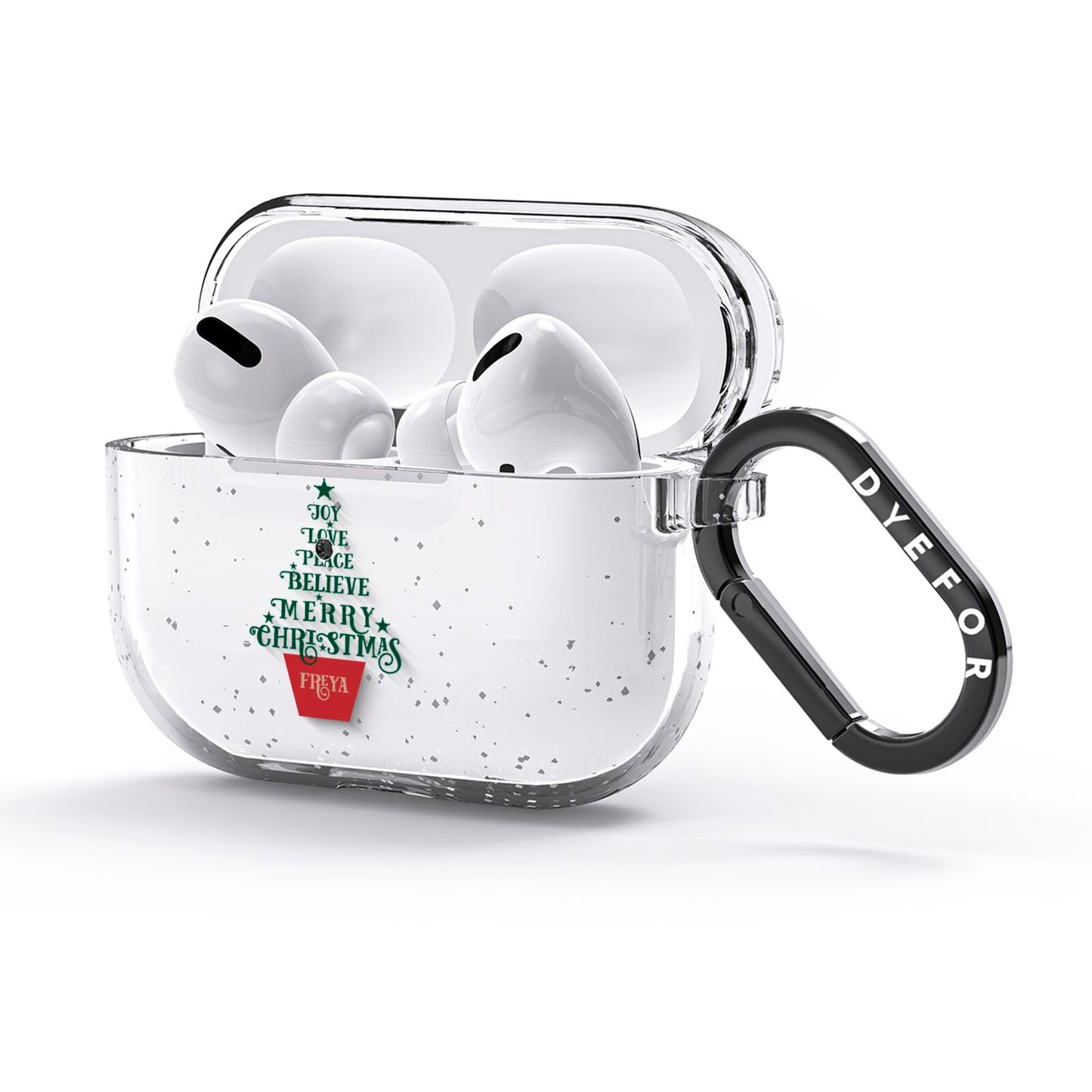 Personalised Text Christmas Tree AirPods Glitter Case 3rd Gen Side Image