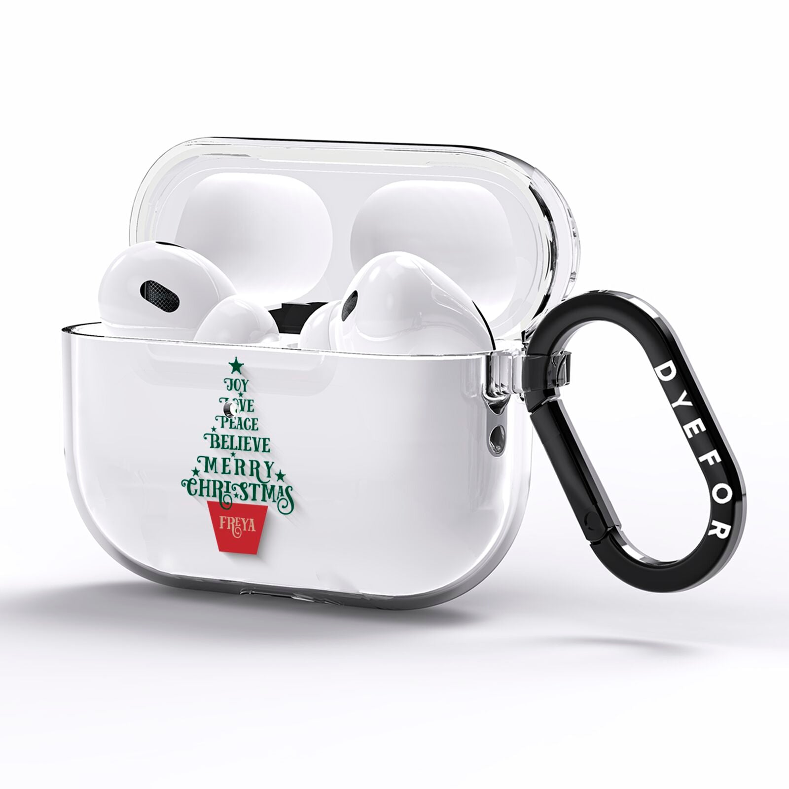 Personalised Text Christmas Tree AirPods Pro Clear Case Side Image