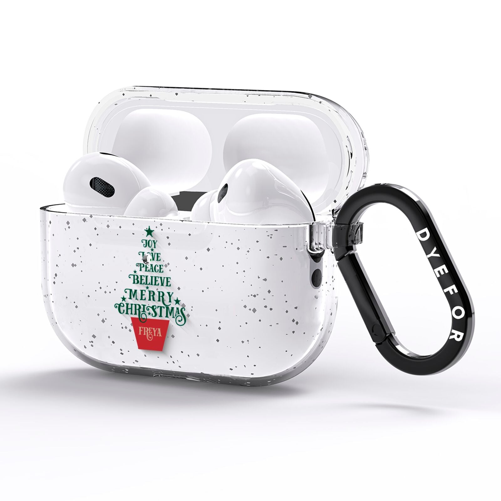 Personalised Text Christmas Tree AirPods Pro Glitter Case Side Image